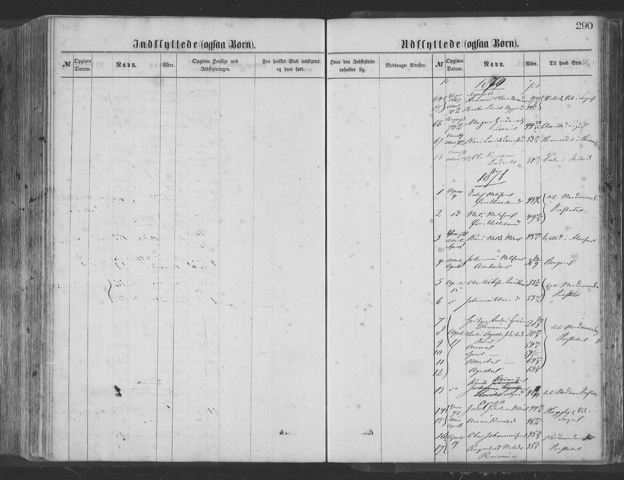 Hosanger sokneprestembete, SAB/A-75801/H/Haa: Parish register (official) no. A 9, 1864-1876, p. 290