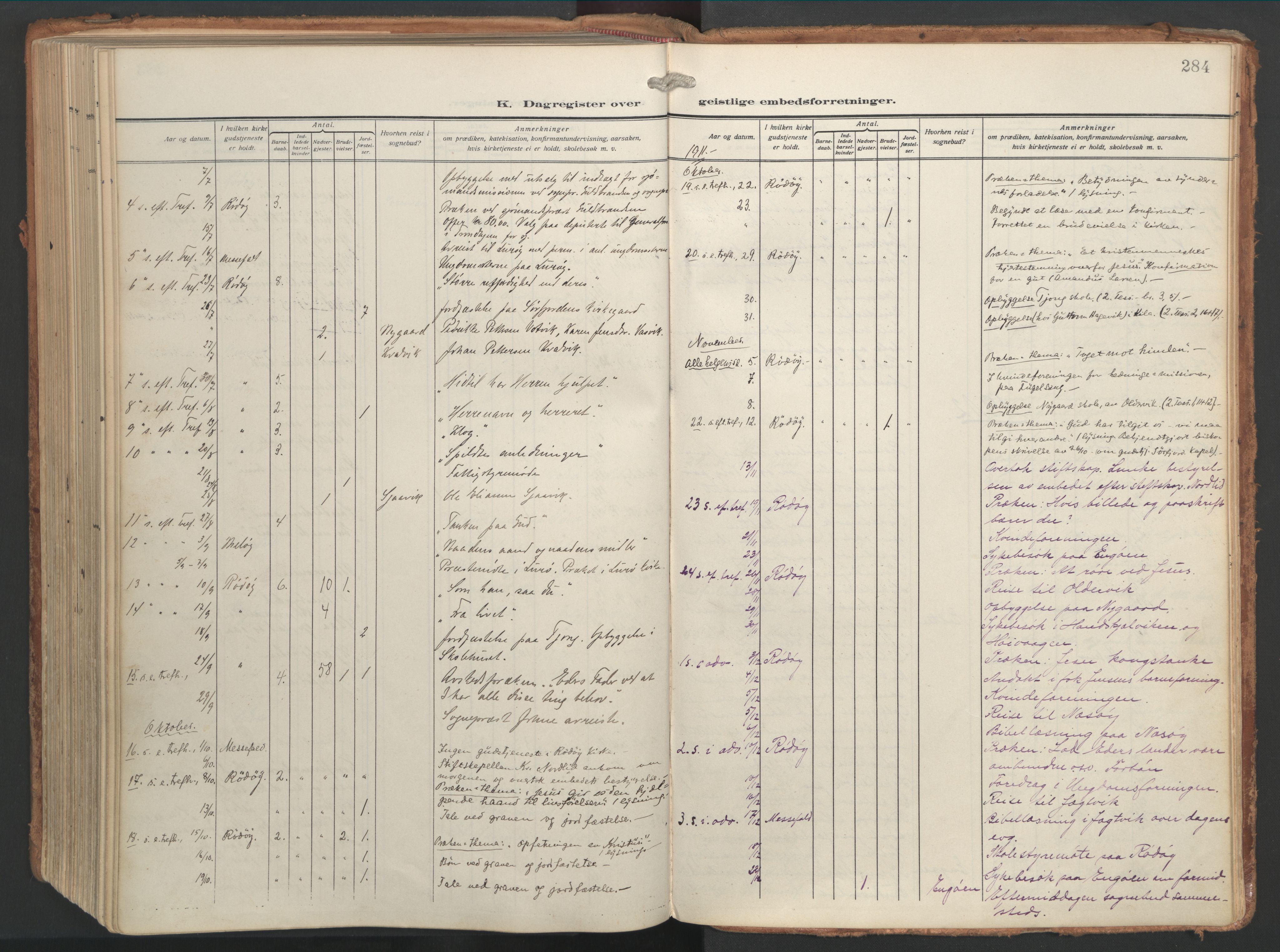 Ministerialprotokoller, klokkerbøker og fødselsregistre - Nordland, AV/SAT-A-1459/841/L0614: Parish register (official) no. 841A17, 1911-1925, p. 284