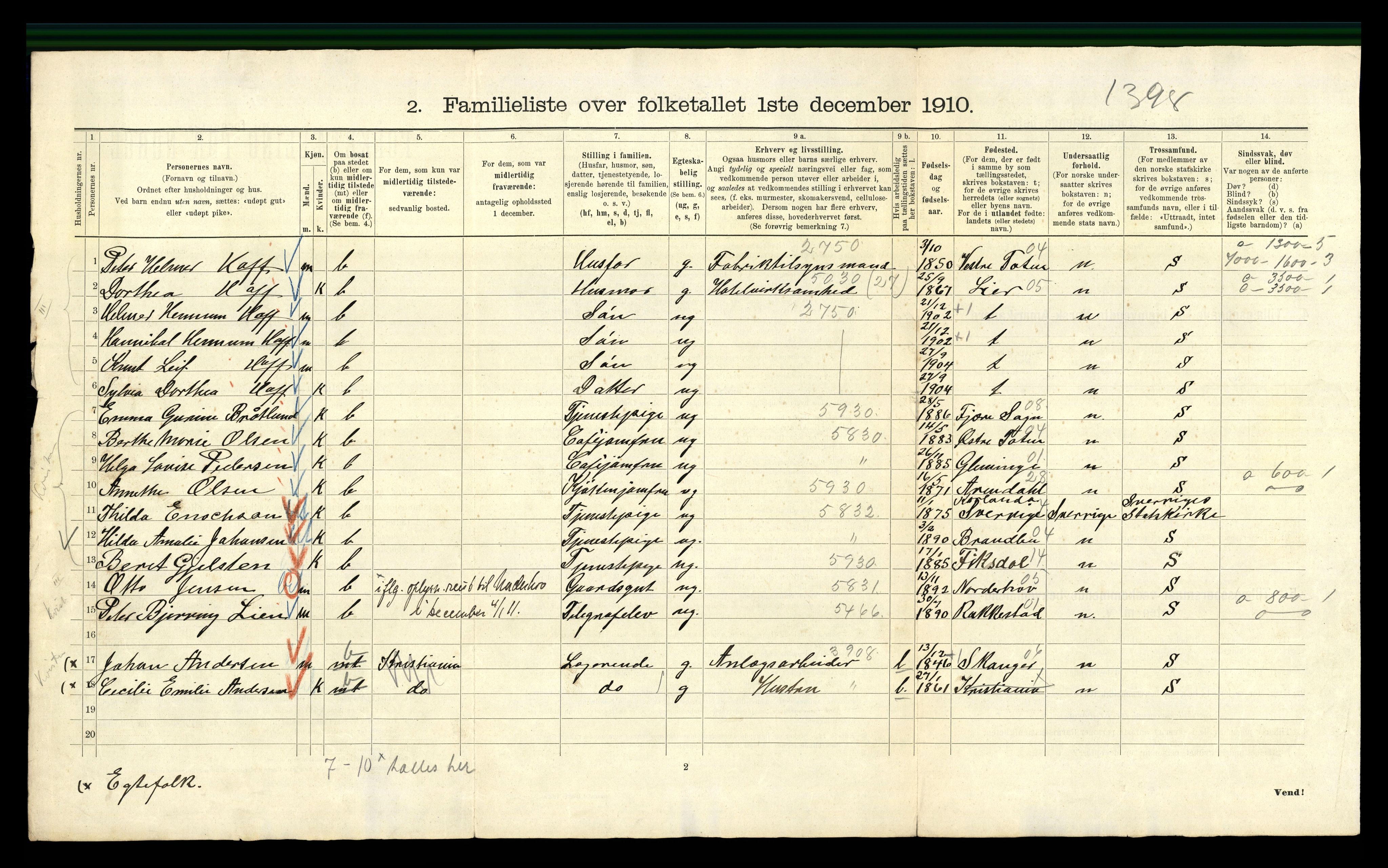 RA, 1910 census for Kristiania, 1910, p. 20990