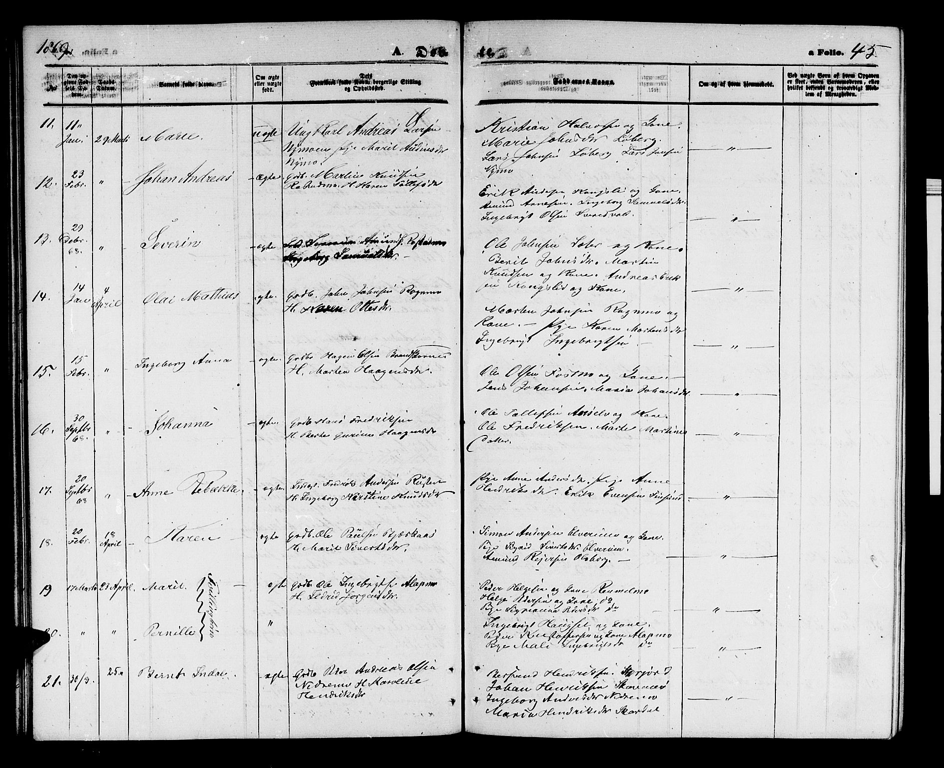 Målselv sokneprestembete, SATØ/S-1311/G/Ga/Gab/L0002klokker: Parish register (copy) no. 2, 1865-1873, p. 45