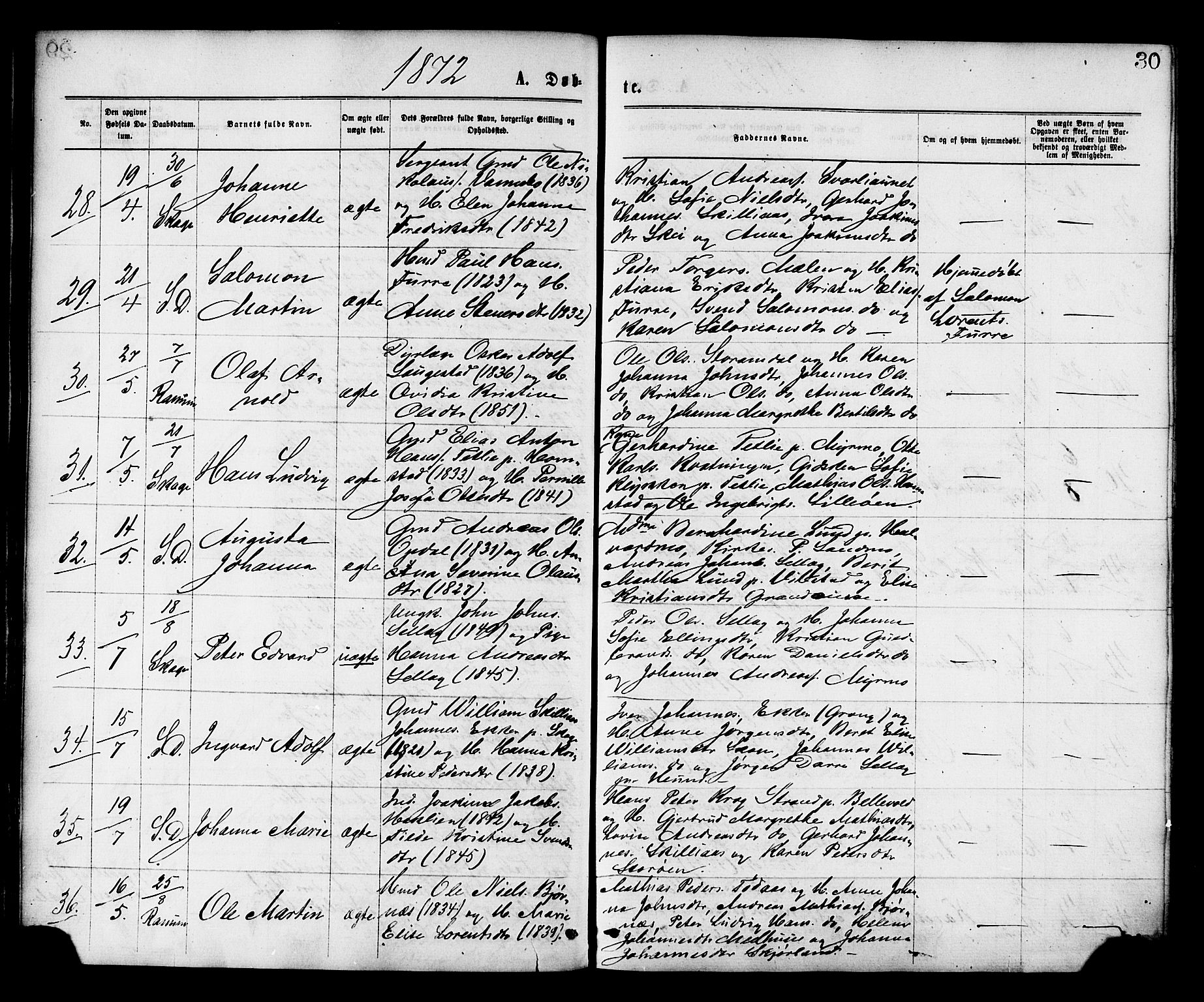 Ministerialprotokoller, klokkerbøker og fødselsregistre - Nord-Trøndelag, SAT/A-1458/764/L0554: Parish register (official) no. 764A09, 1867-1880, p. 30