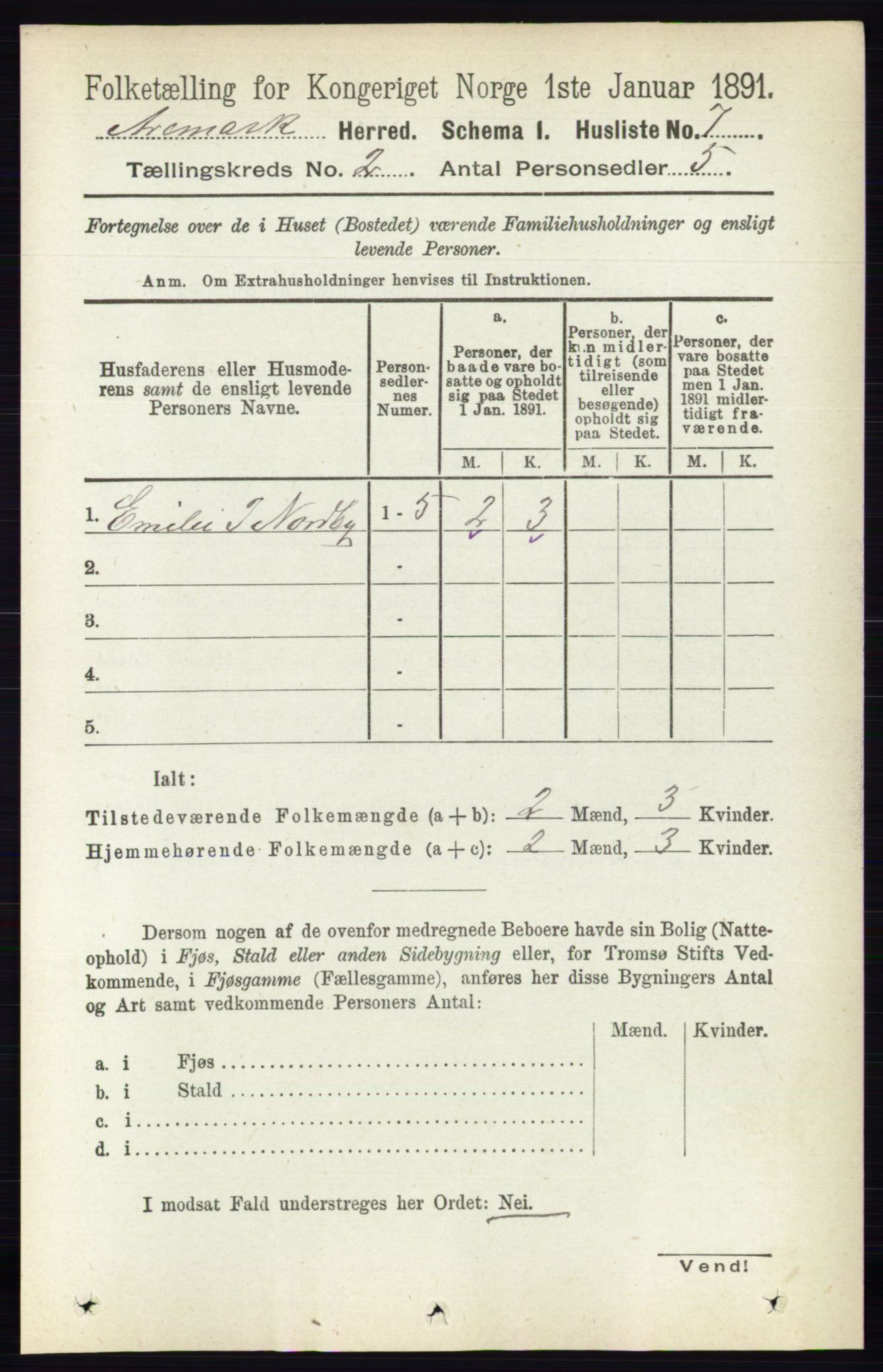 RA, 1891 census for 0118 Aremark, 1891, p. 786