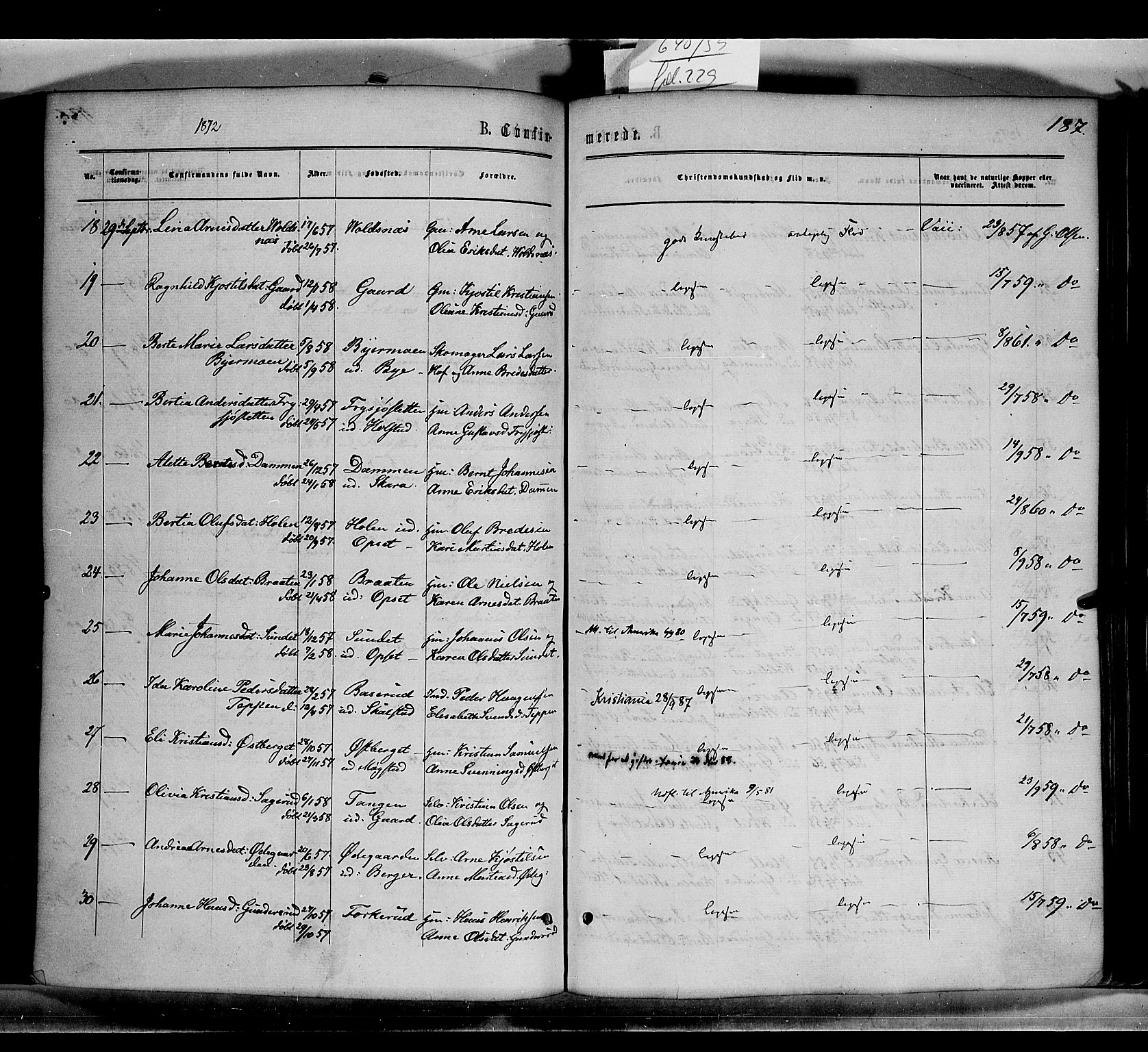 Grue prestekontor, AV/SAH-PREST-036/H/Ha/Haa/L0010: Parish register (official) no. 10, 1864-1873, p. 187