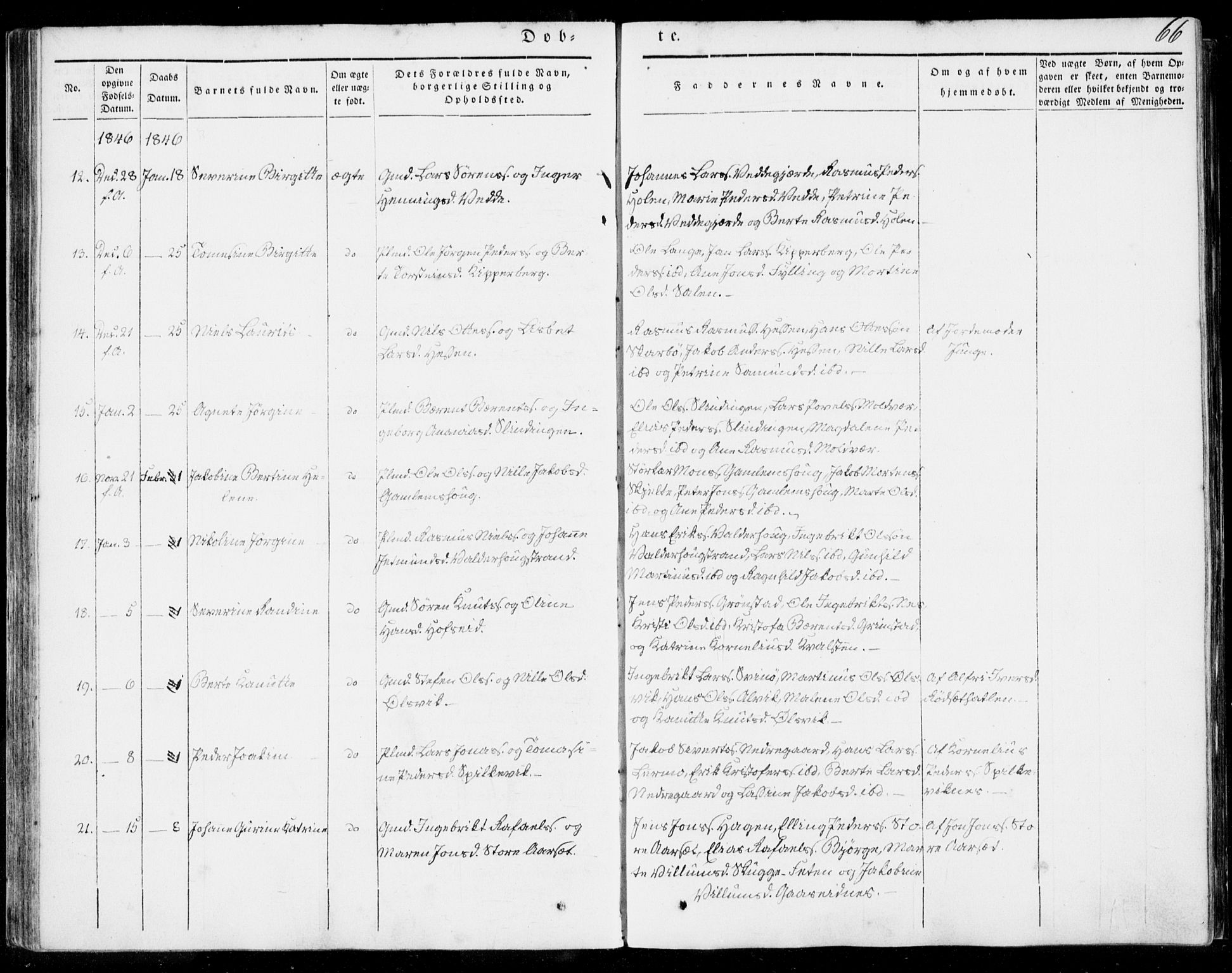 Ministerialprotokoller, klokkerbøker og fødselsregistre - Møre og Romsdal, SAT/A-1454/528/L0396: Parish register (official) no. 528A07, 1839-1847, p. 66