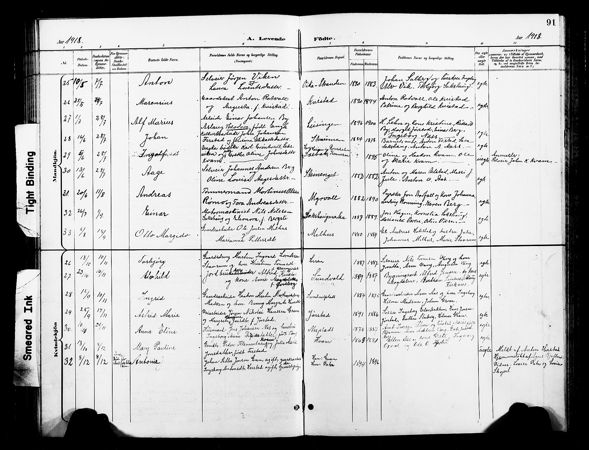 Ministerialprotokoller, klokkerbøker og fødselsregistre - Nord-Trøndelag, SAT/A-1458/730/L0302: Parish register (copy) no. 730C05, 1898-1924, p. 91