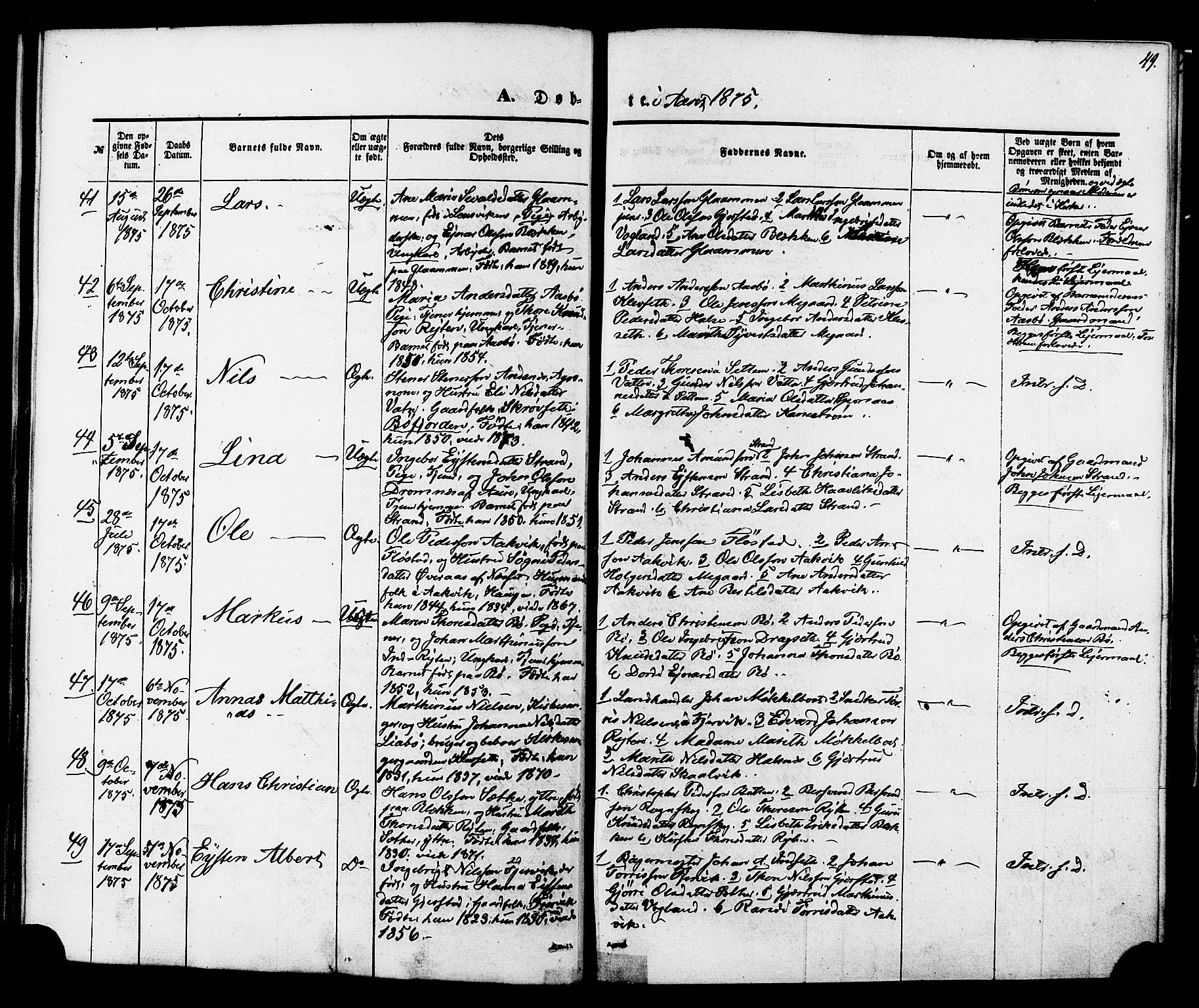 Ministerialprotokoller, klokkerbøker og fødselsregistre - Møre og Romsdal, AV/SAT-A-1454/576/L0884: Parish register (official) no. 576A02, 1865-1879, p. 49