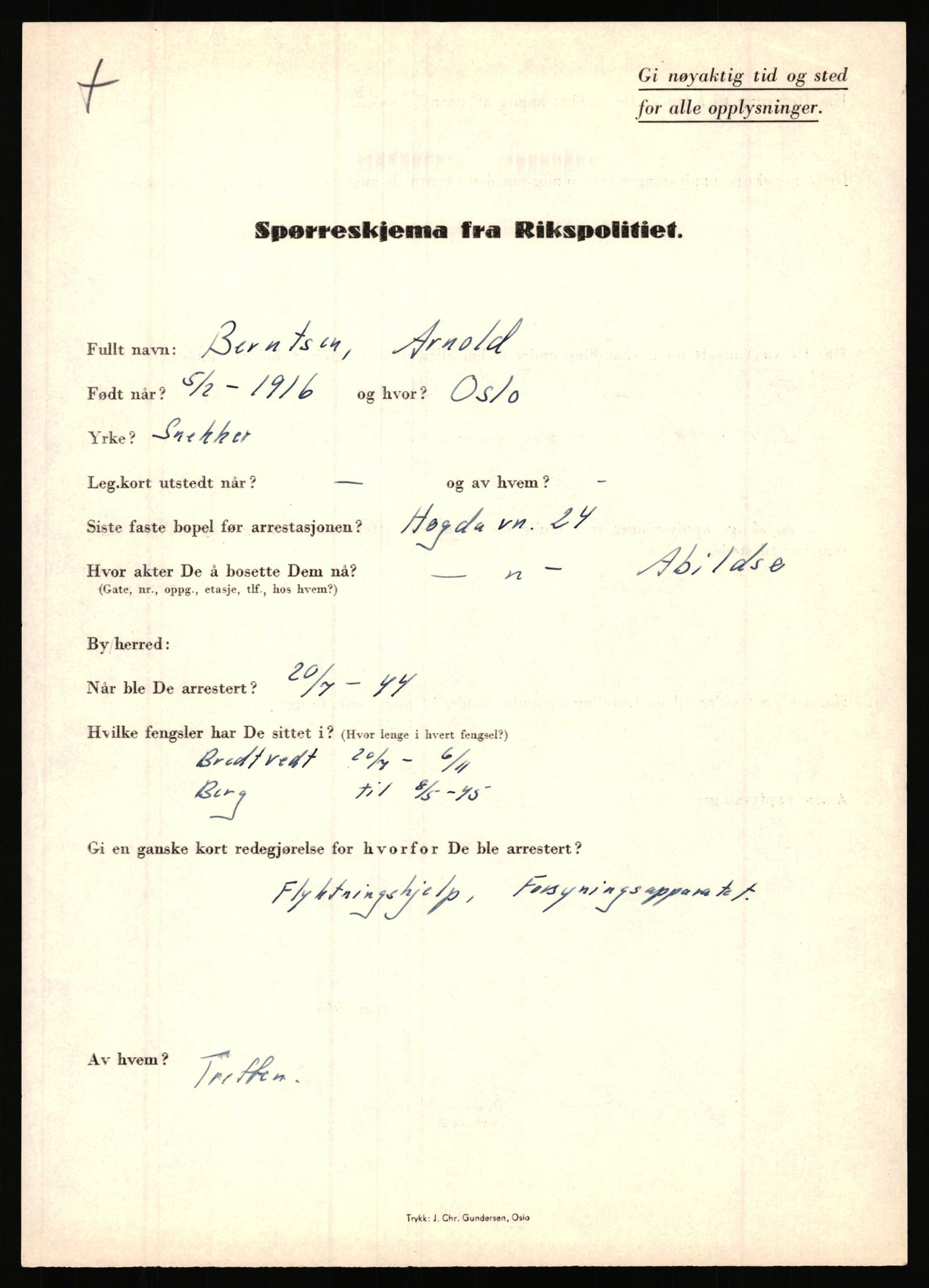 Rikspolitisjefen, AV/RA-S-1560/L/L0002: Berg, Alf - Bråthen, Thorleif, 1940-1945, p. 299