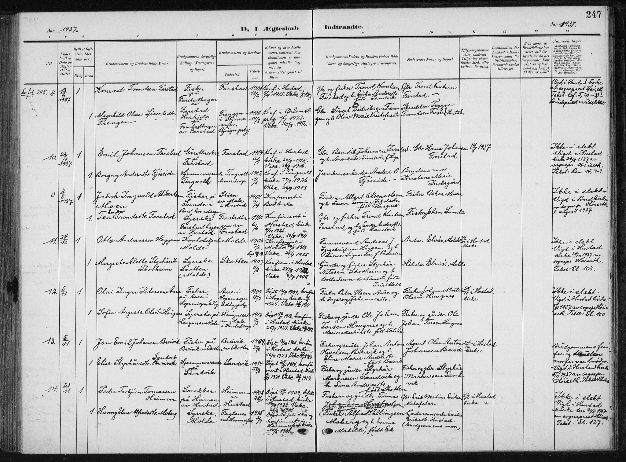 Ministerialprotokoller, klokkerbøker og fødselsregistre - Møre og Romsdal, AV/SAT-A-1454/567/L0784: Parish register (copy) no. 567C04, 1903-1938, p. 247