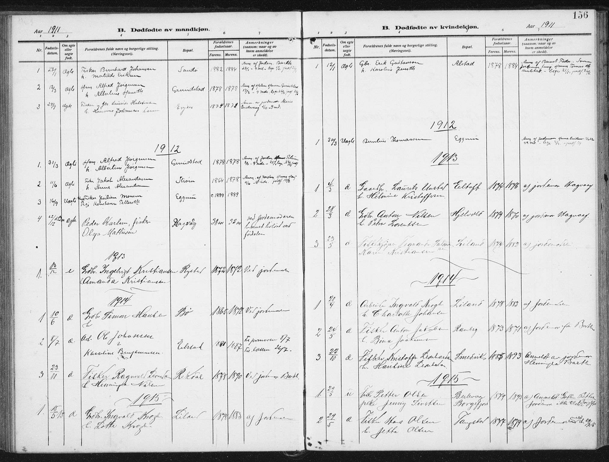 Ministerialprotokoller, klokkerbøker og fødselsregistre - Nordland, AV/SAT-A-1459/880/L1135: Parish register (official) no. 880A09, 1908-1919, p. 156