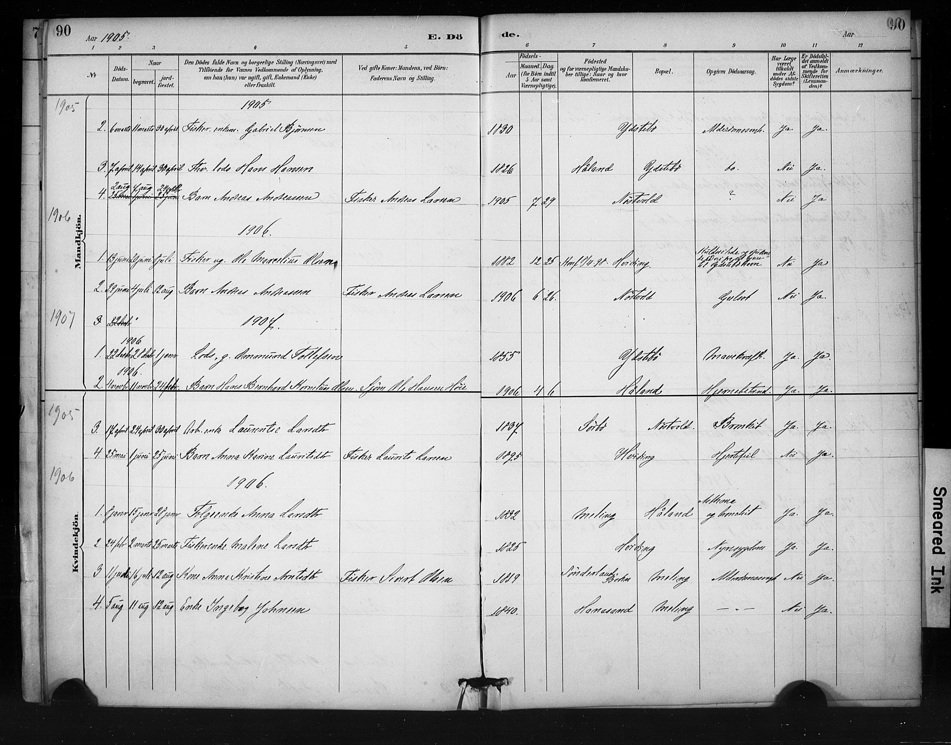 Rennesøy sokneprestkontor, SAST/A -101827/H/Ha/Haa/L0013: Parish register (official) no. A 12, 1888-1916, p. 90