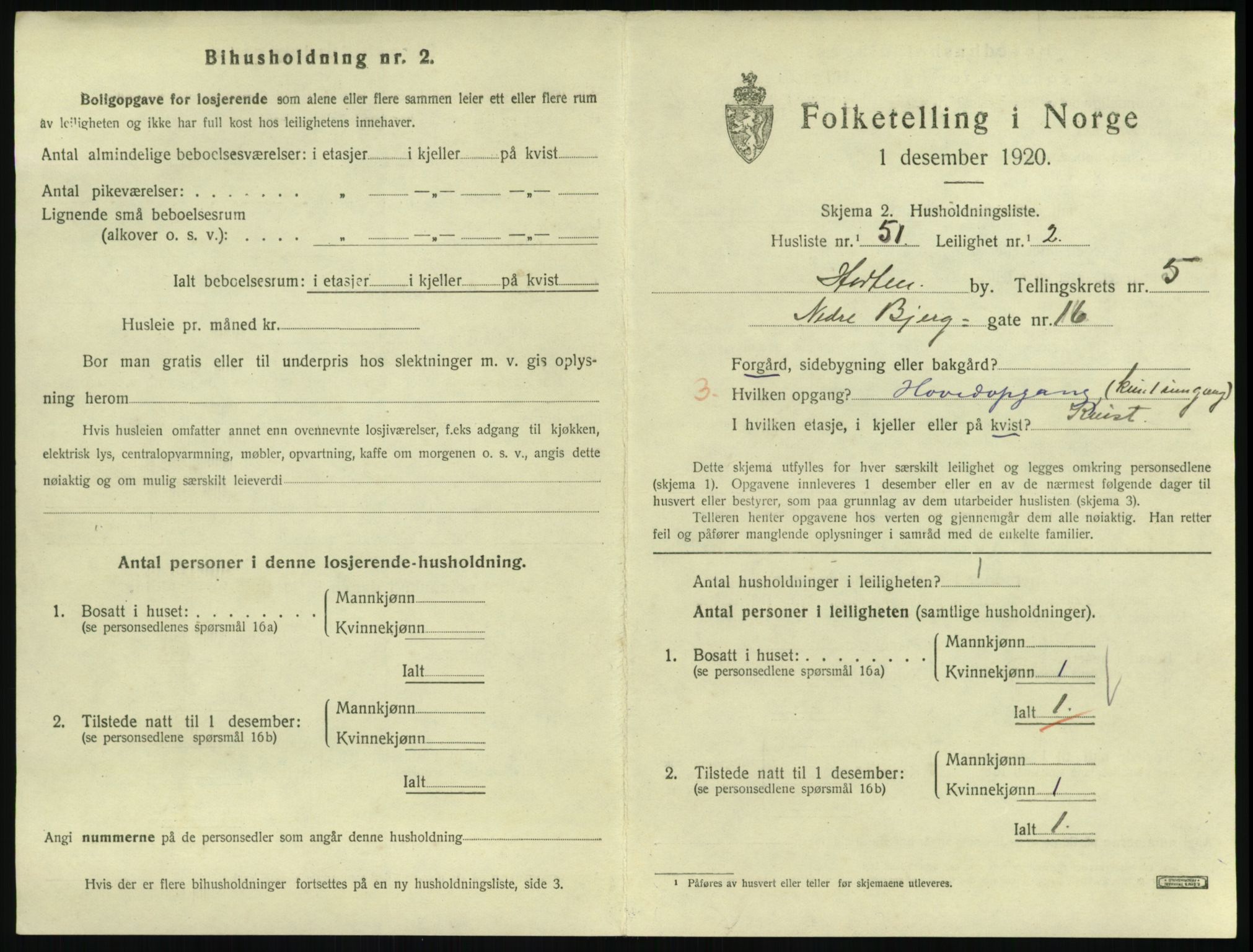 SAKO, 1920 census for Horten, 1920, p. 5857