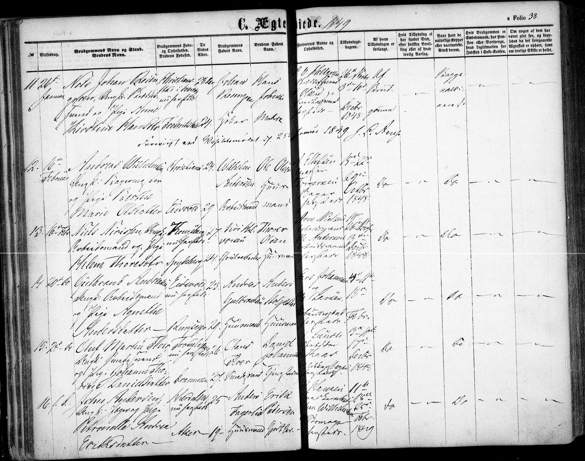 Oslo domkirke Kirkebøker, SAO/A-10752/F/Fa/L0020: Parish register (official) no. 20, 1848-1865, p. 38