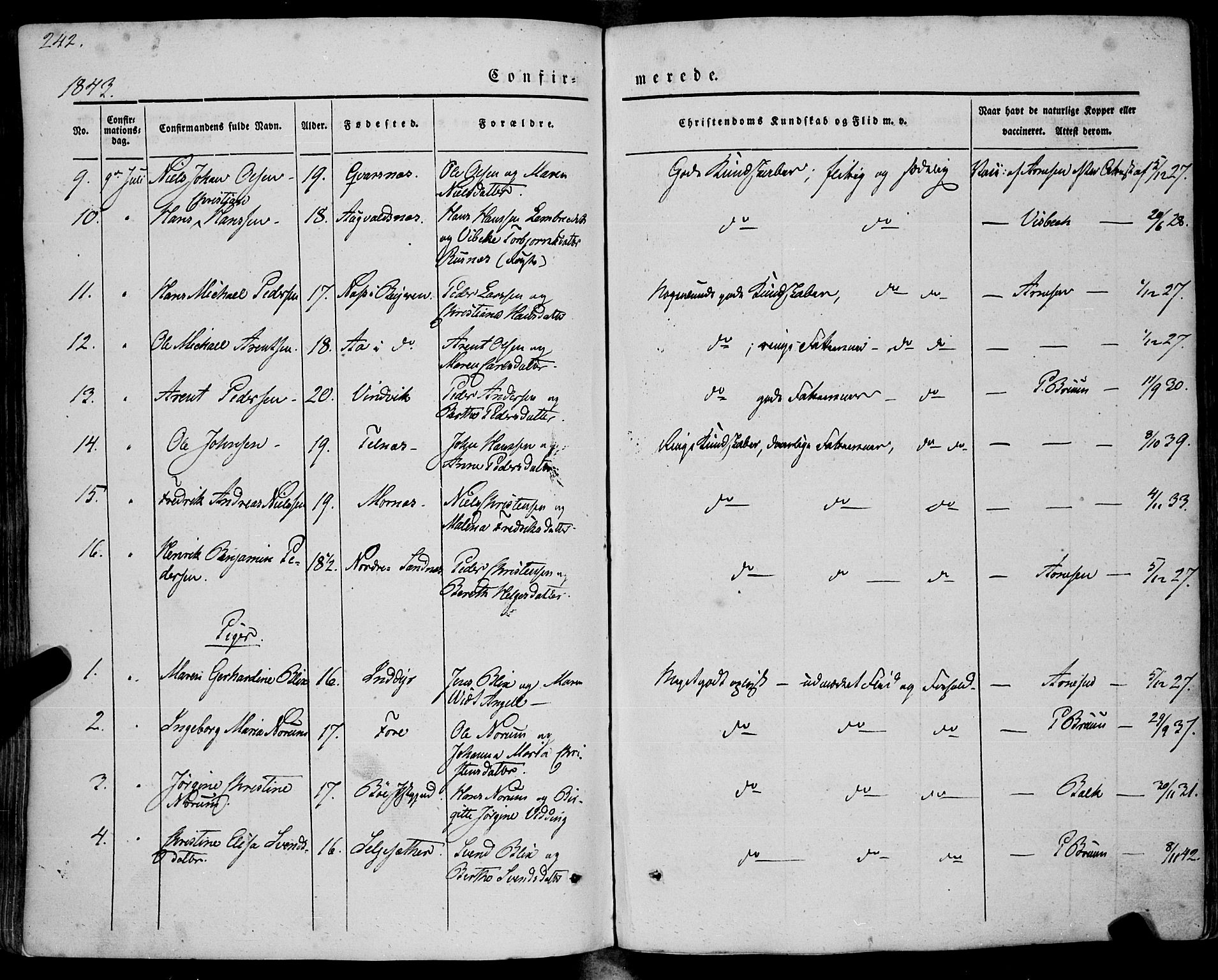Ministerialprotokoller, klokkerbøker og fødselsregistre - Nordland, SAT/A-1459/805/L0097: Parish register (official) no. 805A04, 1837-1861, p. 242