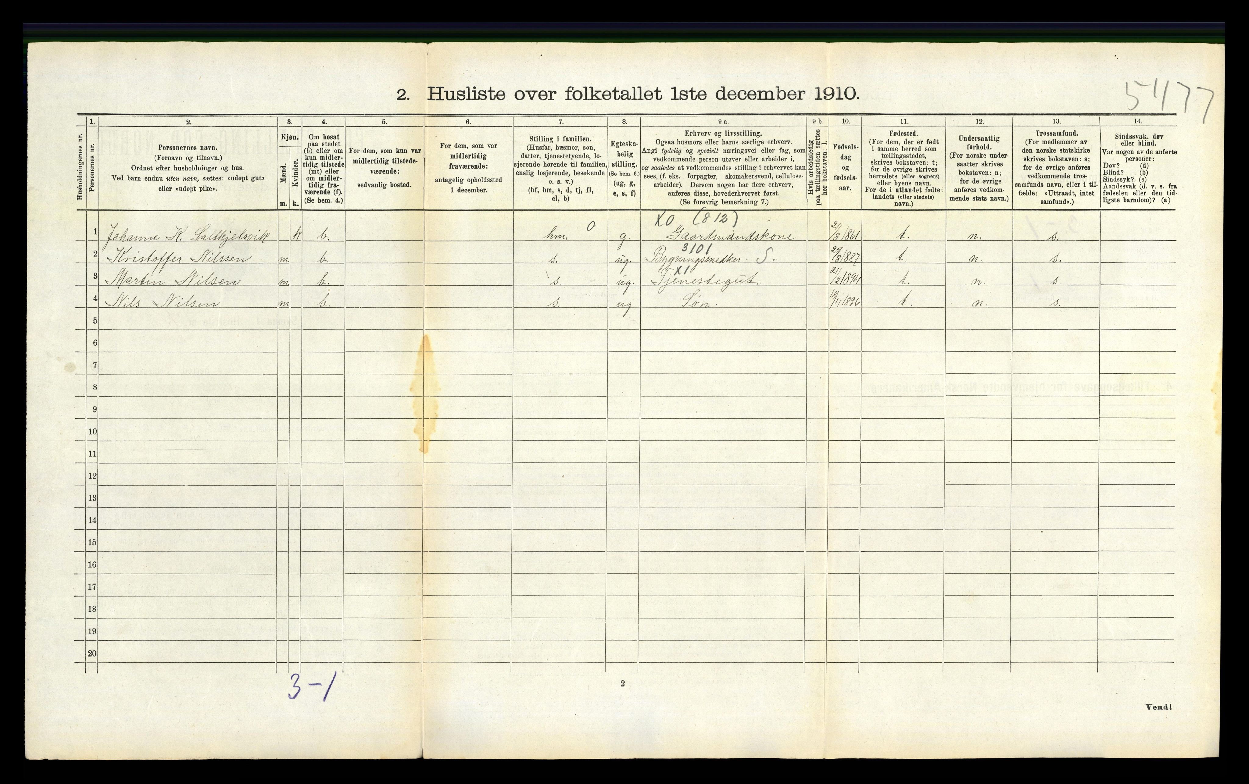 RA, 1910 census for Skodje, 1910, p. 210