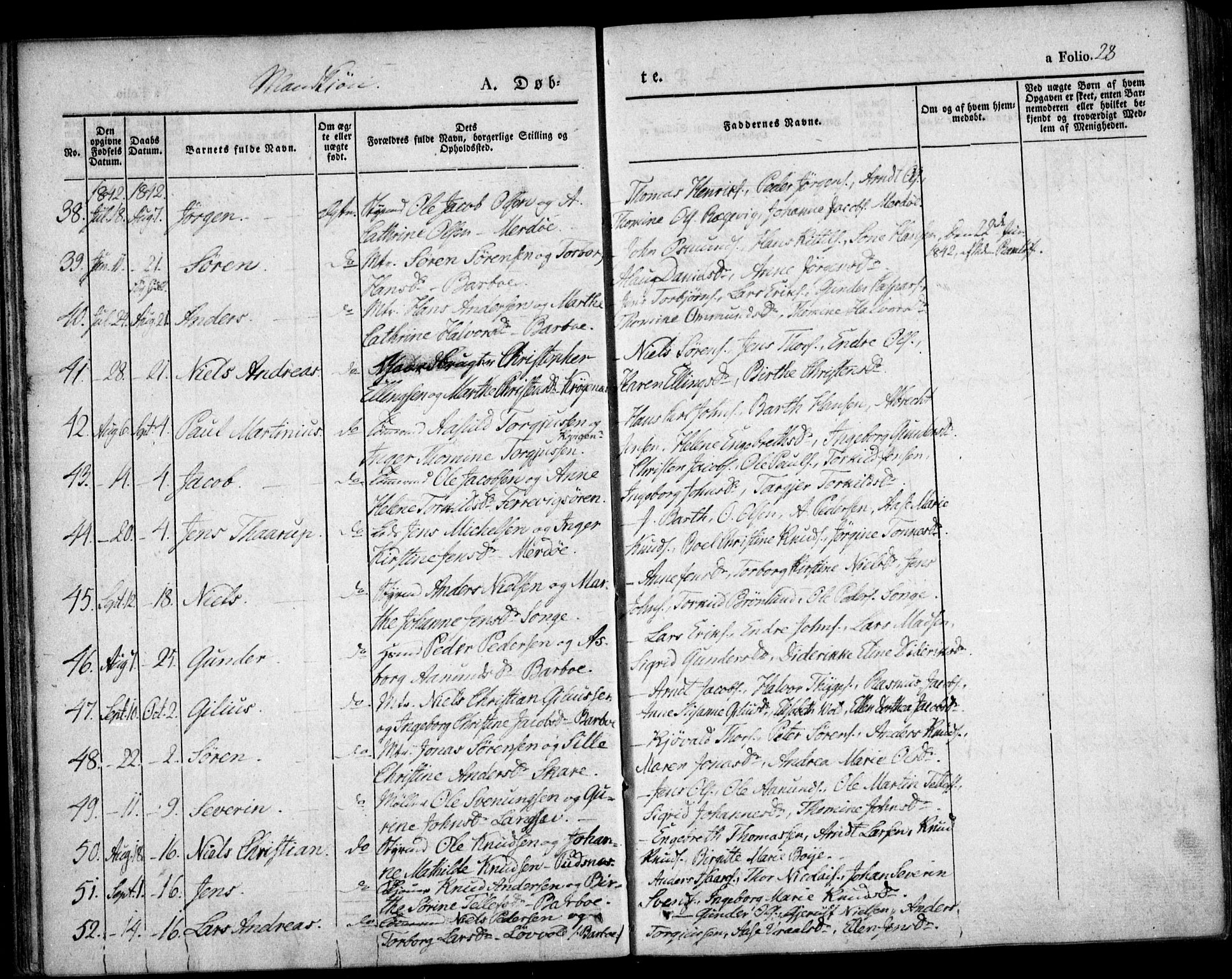 Tromøy sokneprestkontor, AV/SAK-1111-0041/F/Fa/L0004: Parish register (official) no. A 4, 1837-1846, p. 28