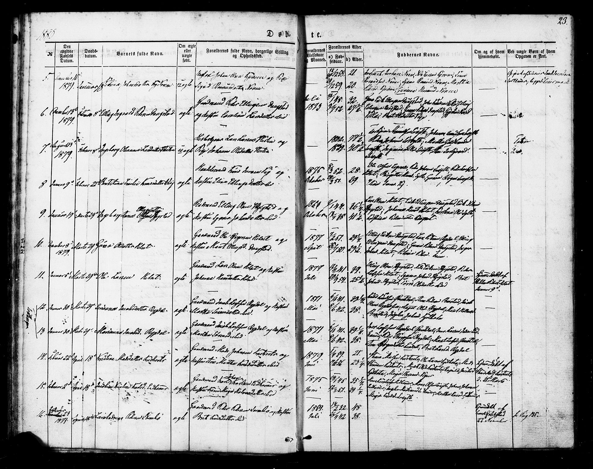 Ministerialprotokoller, klokkerbøker og fødselsregistre - Møre og Romsdal, SAT/A-1454/541/L0545: Parish register (official) no. 541A02, 1872-1886, p. 23