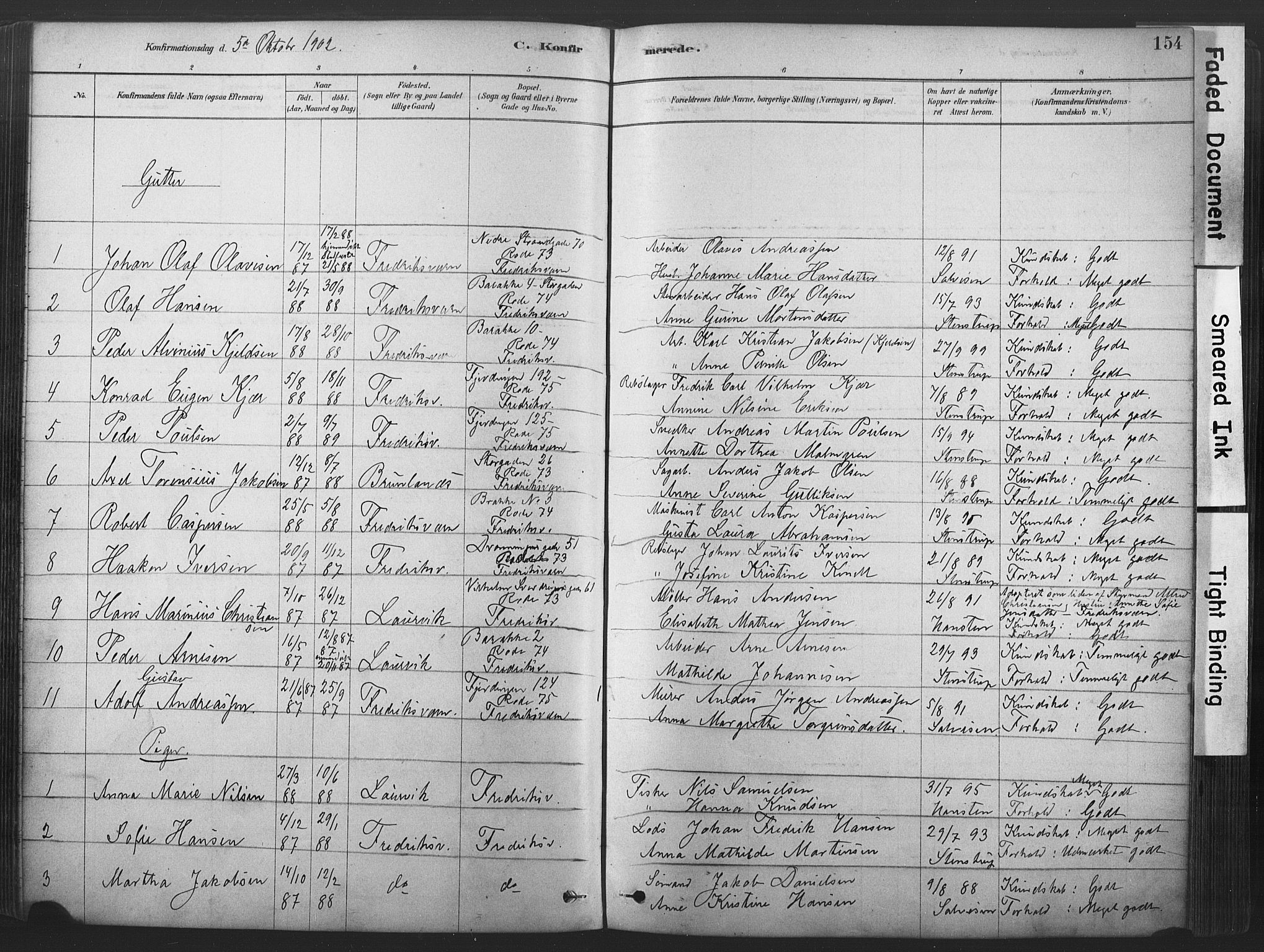 Stavern kirkebøker, AV/SAKO-A-318/F/Fa/L0008: Parish register (official) no. 8, 1878-1905, p. 154