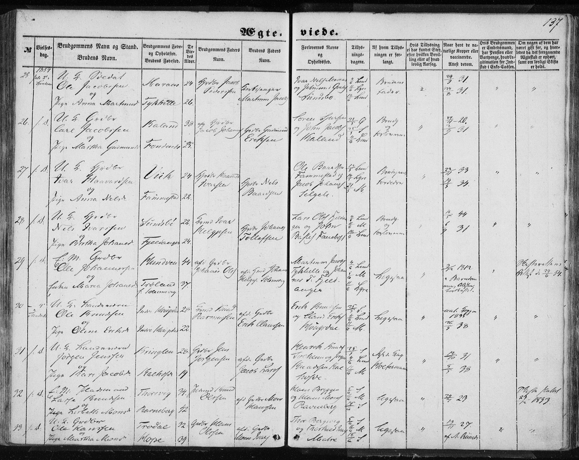 Lindås Sokneprestembete, AV/SAB-A-76701/H/Haa/Haaa/L0013: Parish register (official) no. A 13, 1848-1862, p. 137