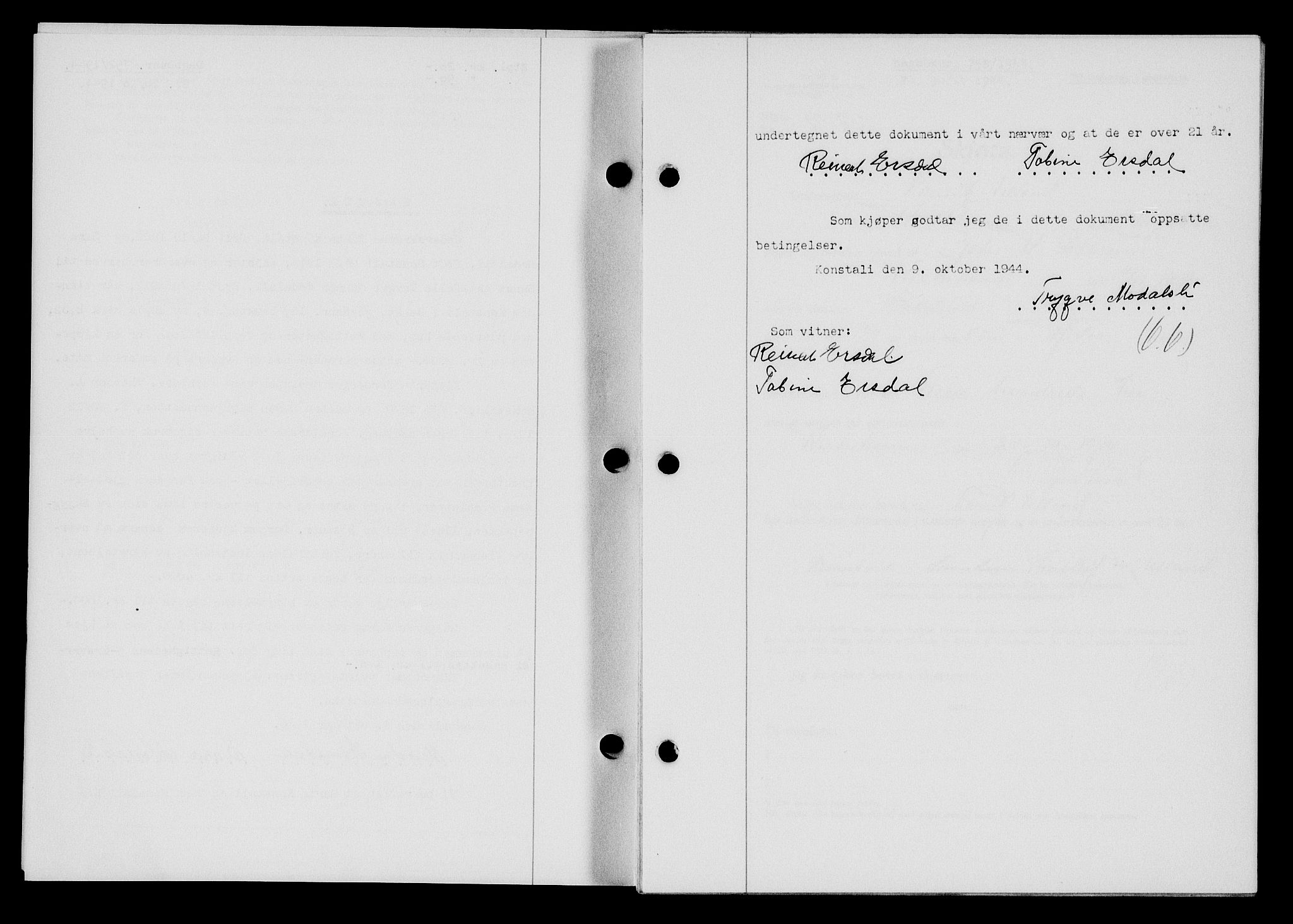 Flekkefjord sorenskriveri, SAK/1221-0001/G/Gb/Gba/L0059: Mortgage book no. A-7, 1944-1945, Diary no: : 752/1944
