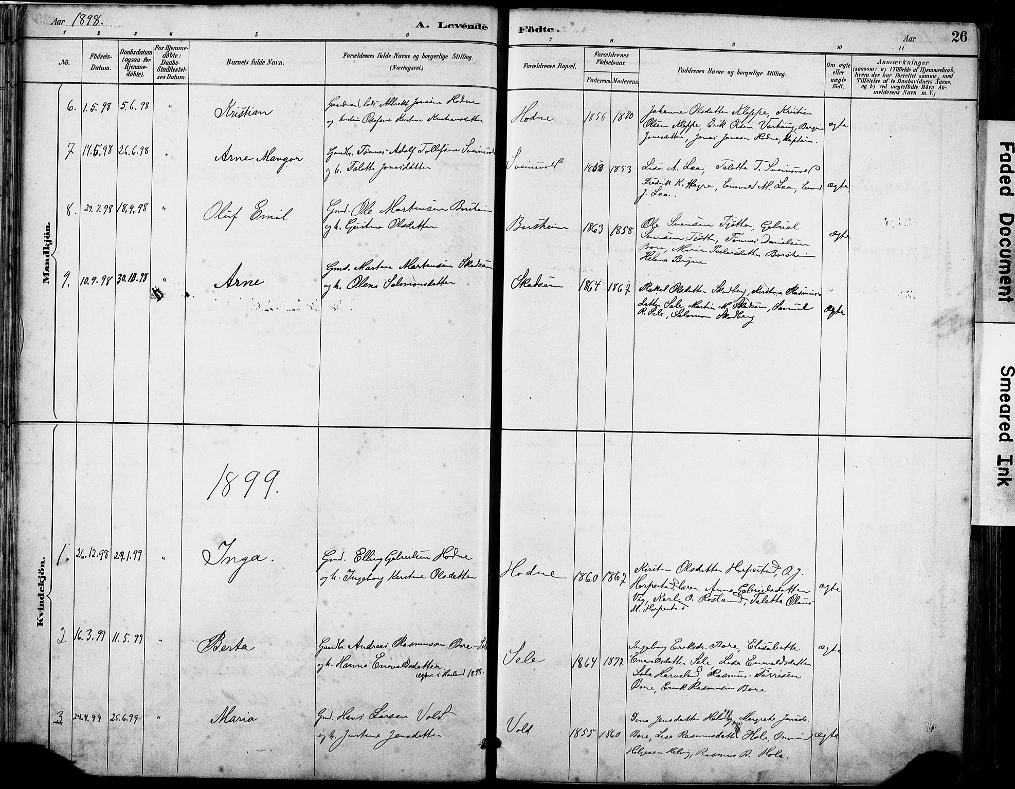 Klepp sokneprestkontor, SAST/A-101803/001/3/30BA/L0008: Parish register (official) no. A 9, 1886-1919, p. 26