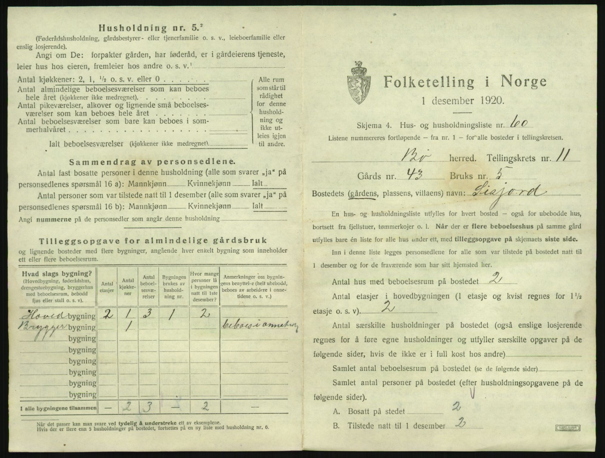 SAKO, 1920 census for Bø (Telemark), 1920, p. 1238