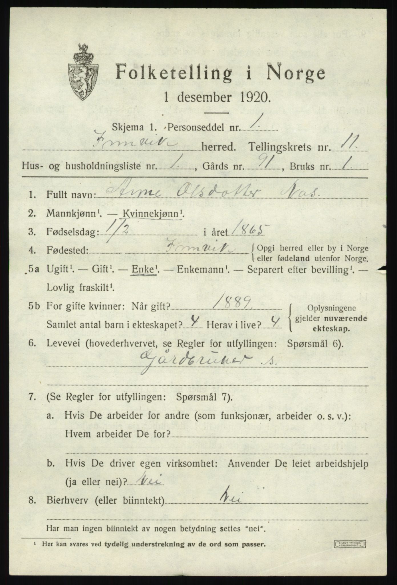 SAB, 1920 census for Innvik, 1920, p. 4531