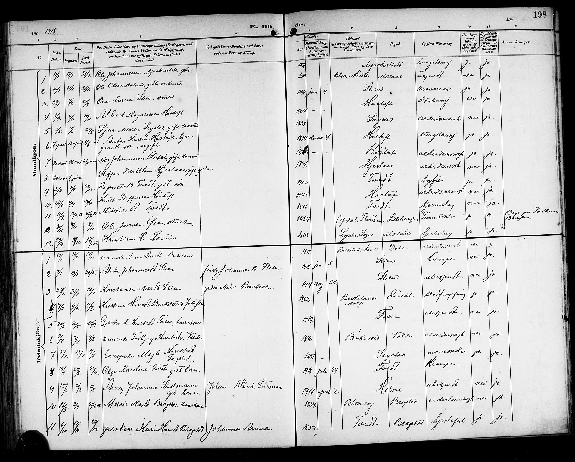Alversund Sokneprestembete, SAB/A-73901/H/Ha/Hab: Parish register (copy) no. C 4, 1894-1924, p. 198