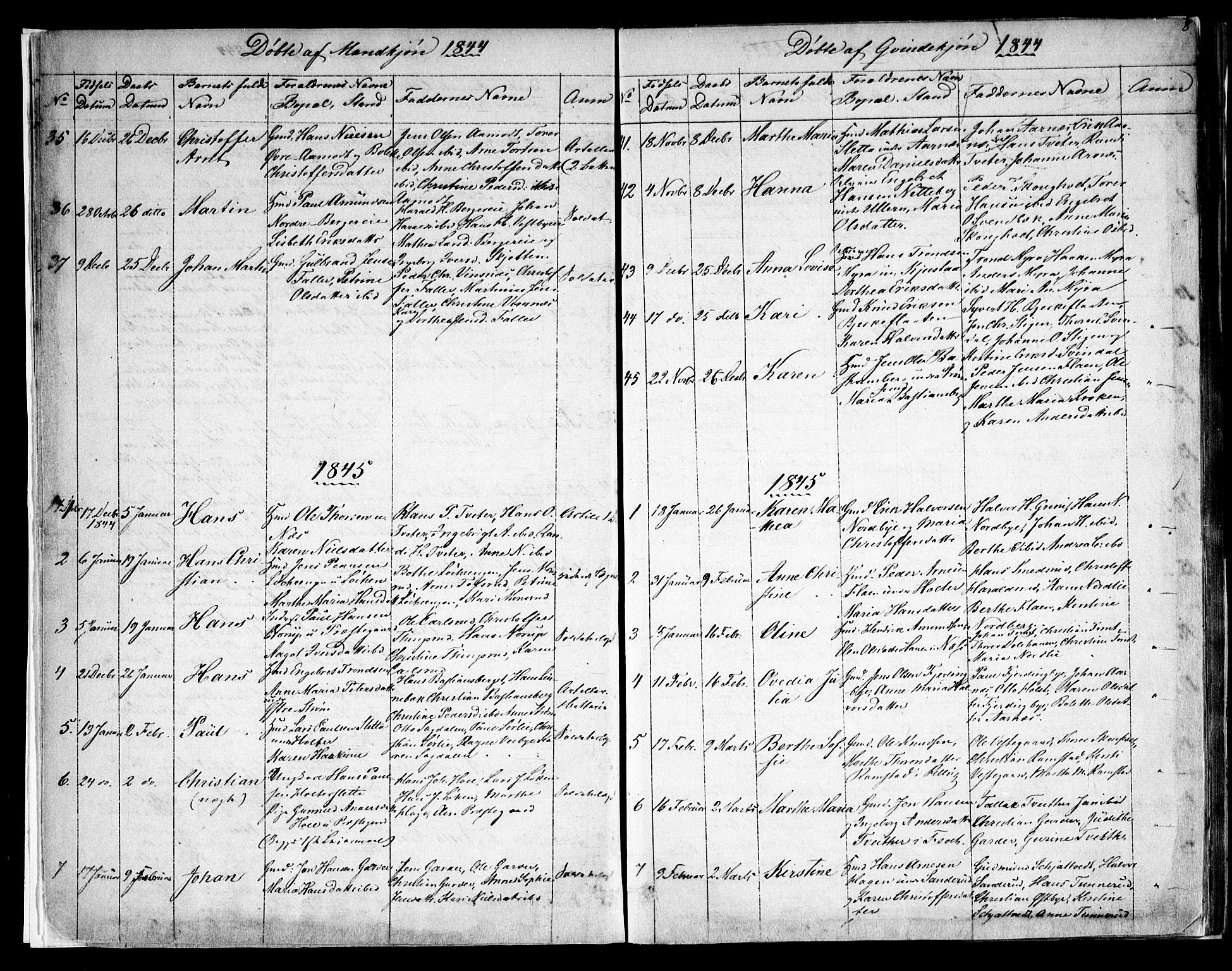 Fet prestekontor Kirkebøker, AV/SAO-A-10370a/F/Fa/L0009: Parish register (official) no. I 9, 1843-1846, p. 8