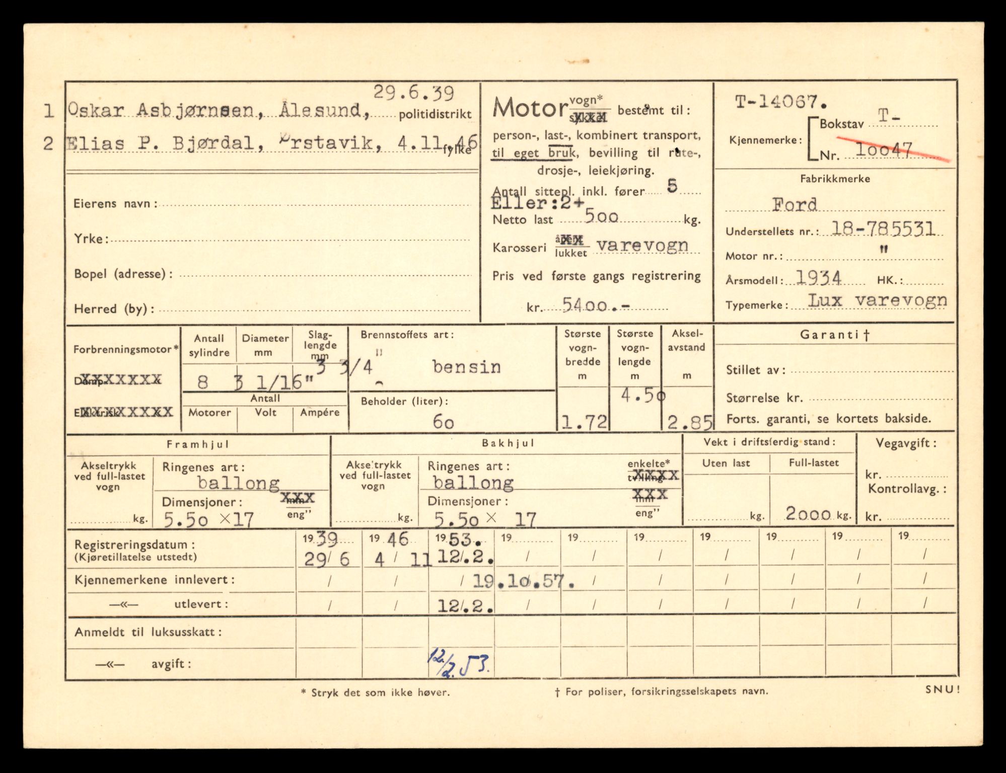 Møre og Romsdal vegkontor - Ålesund trafikkstasjon, AV/SAT-A-4099/F/Fe/L0042: Registreringskort for kjøretøy T 13906 - T 14079, 1927-1998, p. 2864