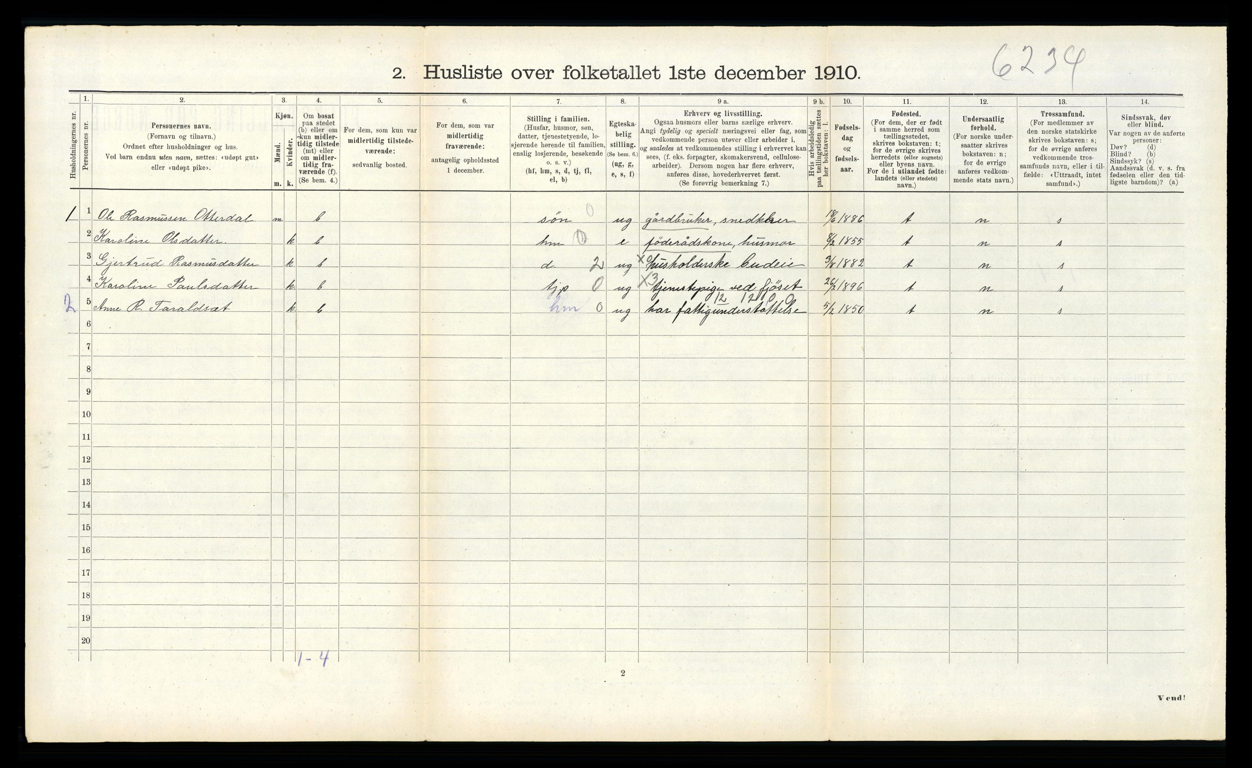 RA, 1910 census for Hornindal, 1910, p. 115