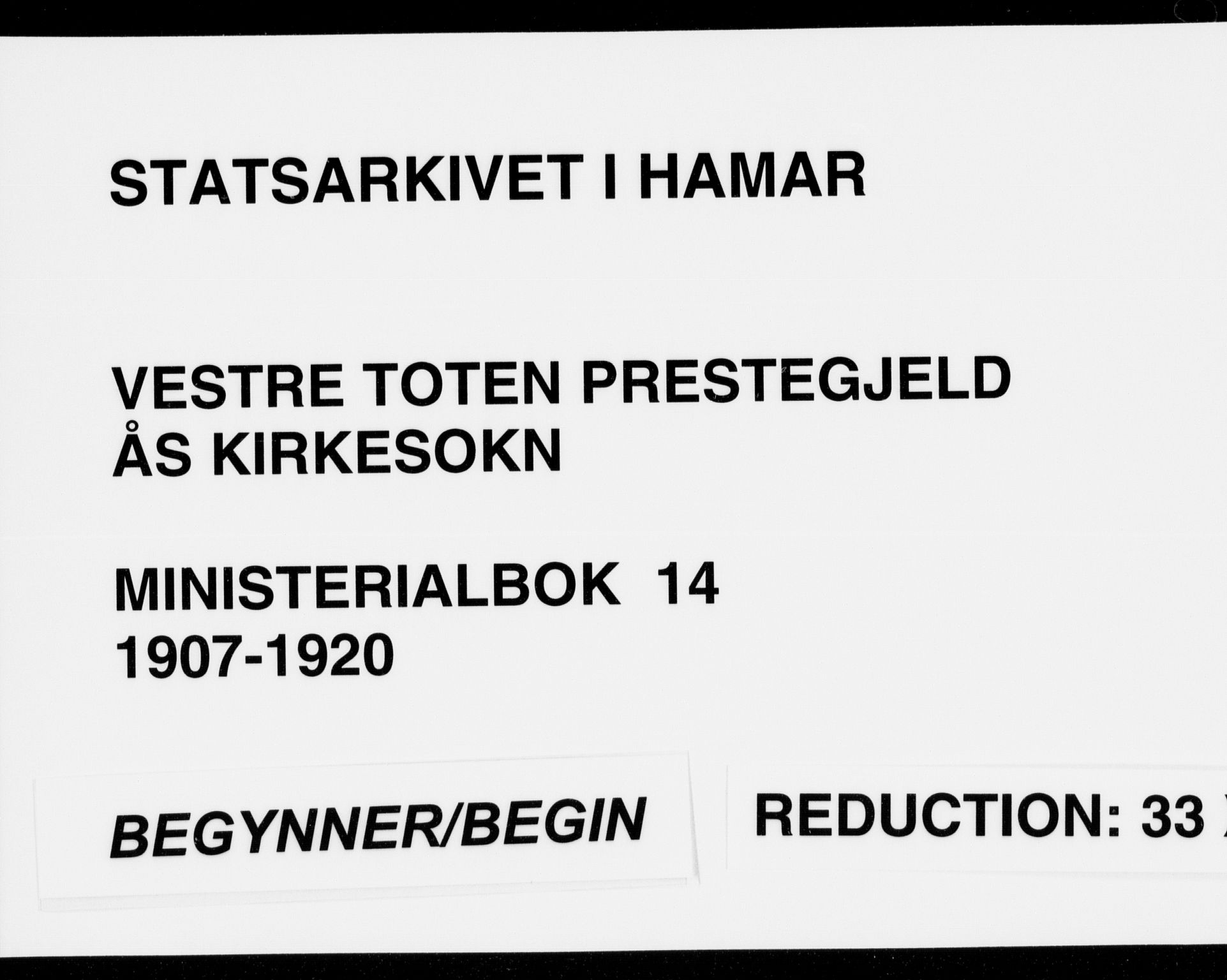 Vestre Toten prestekontor, SAH/PREST-108/H/Ha/Haa/L0014: Parish register (official) no. 14, 1907-1920