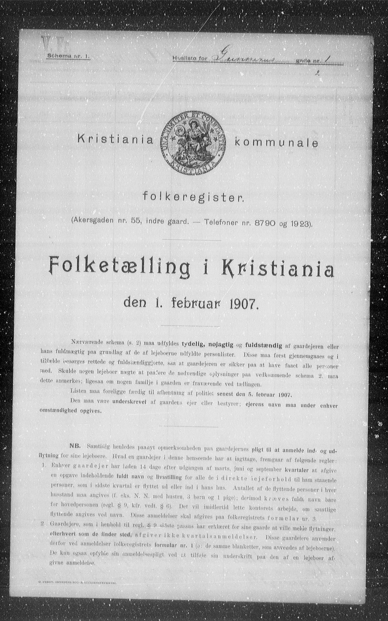 OBA, Municipal Census 1907 for Kristiania, 1907, p. 16539
