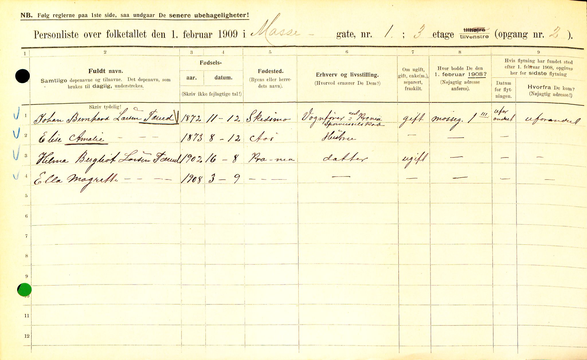 OBA, Municipal Census 1909 for Kristiania, 1909, p. 59459