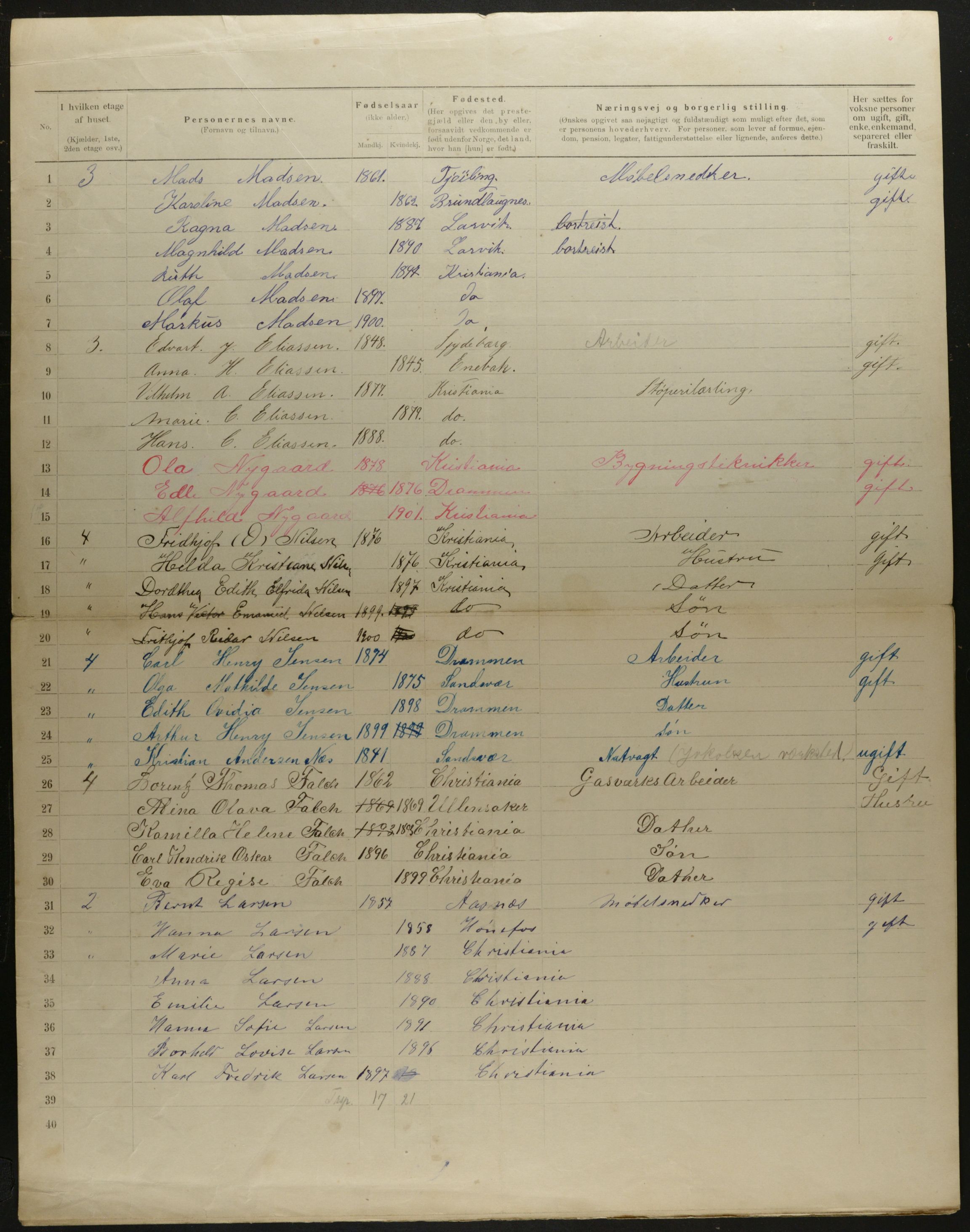 OBA, Municipal Census 1901 for Kristiania, 1901, p. 7722