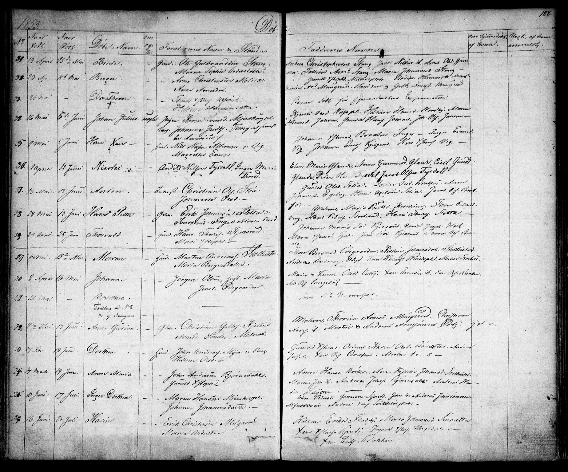 Enebakk prestekontor Kirkebøker, SAO/A-10171c/F/Fa/L0009: Parish register (official) no. I 9, 1832-1861, p. 188