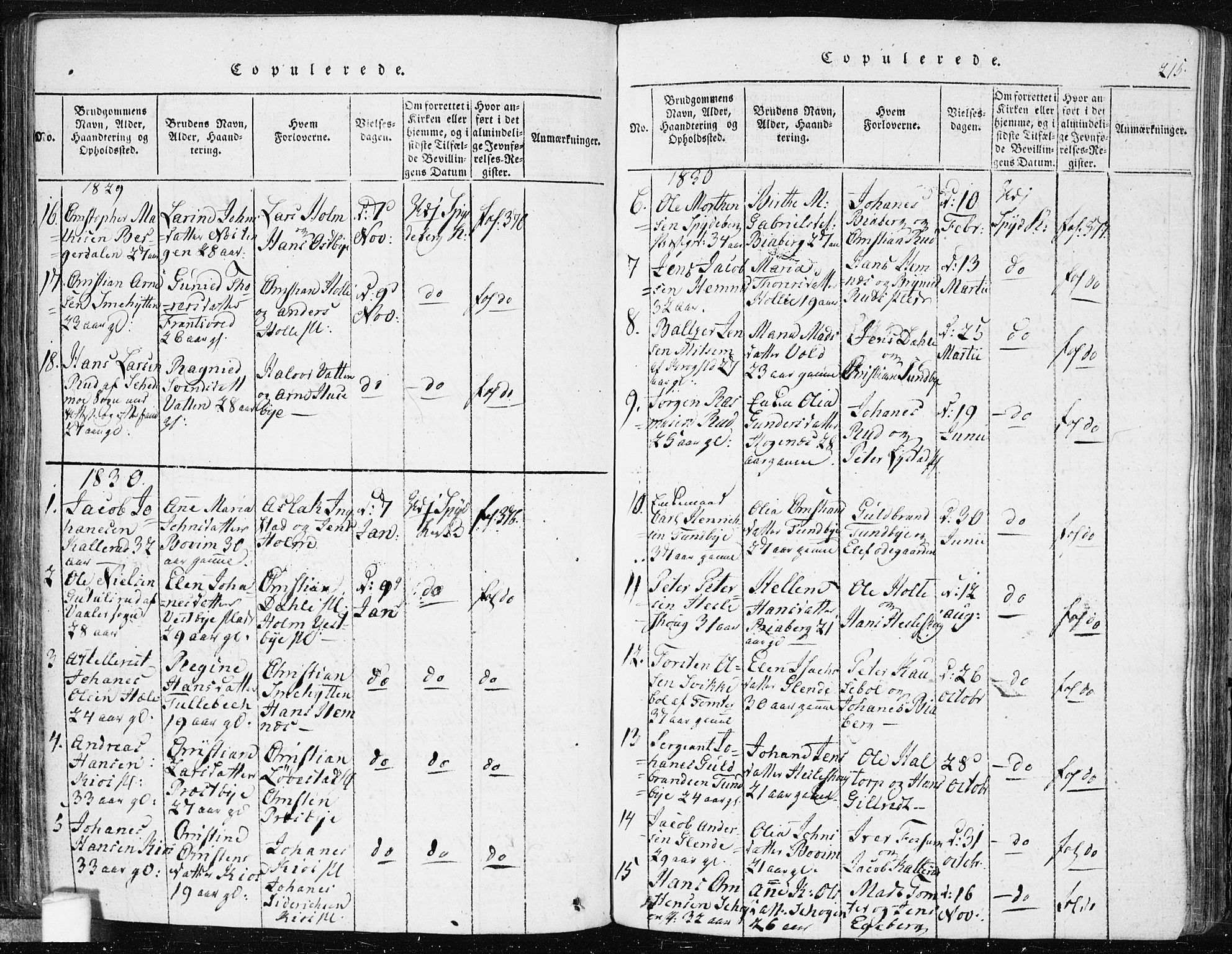 Spydeberg prestekontor Kirkebøker, SAO/A-10924/F/Fa/L0004: Parish register (official) no. I 4, 1814-1841, p. 215