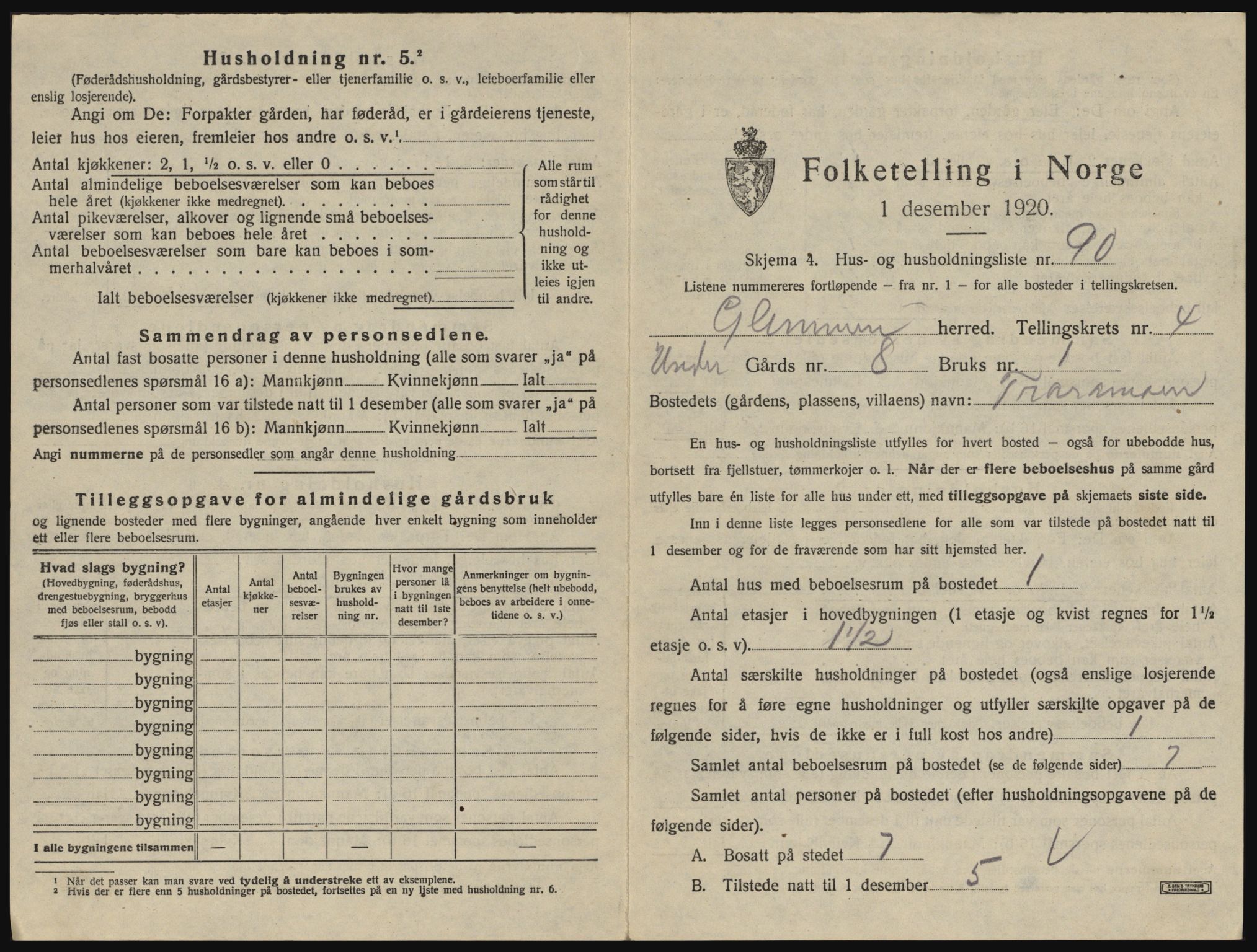 SAO, 1920 census for Glemmen, 1920, p. 1367