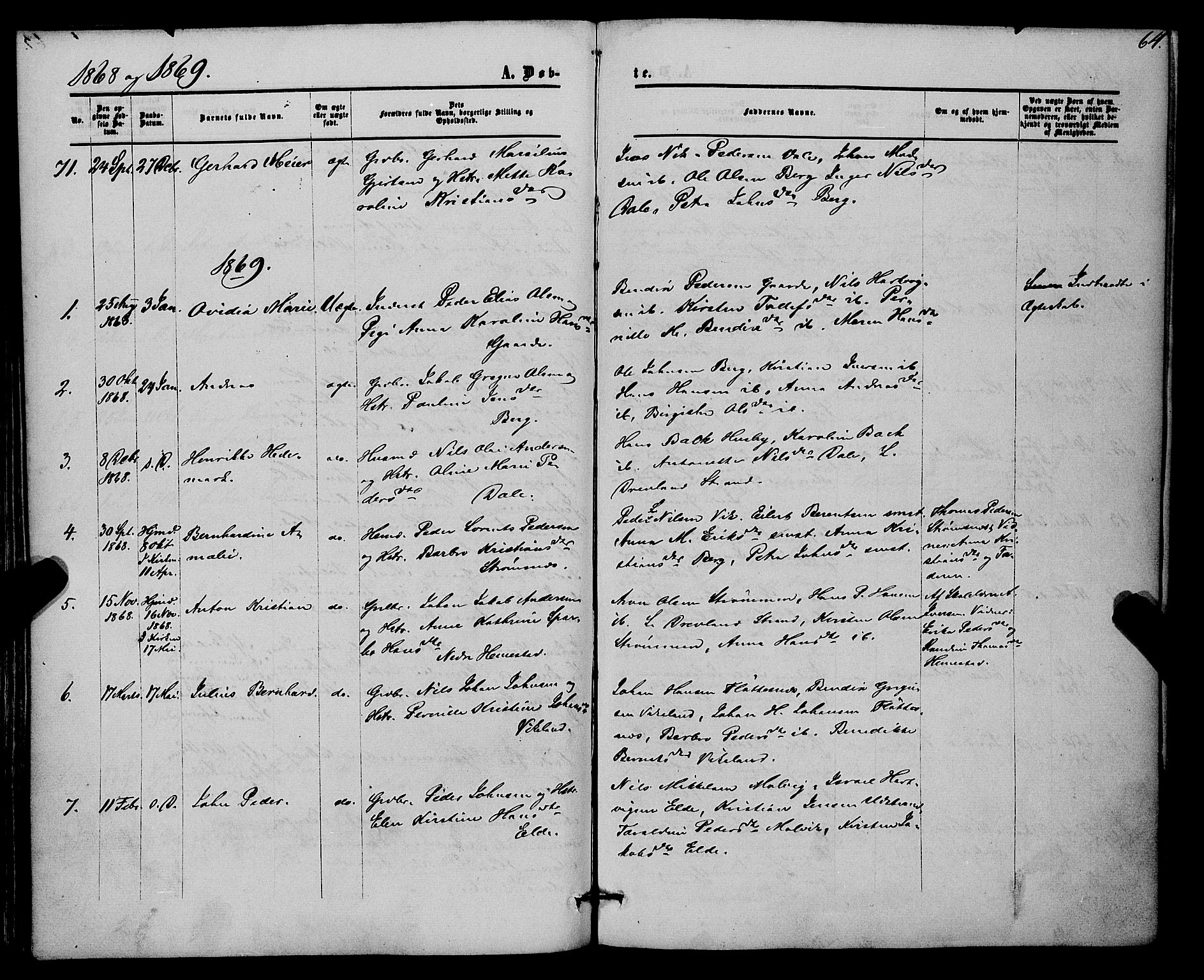 Kvæfjord sokneprestkontor, AV/SATØ-S-1323/G/Ga/Gaa/L0004kirke: Parish register (official) no. 4, 1857-1877, p. 64