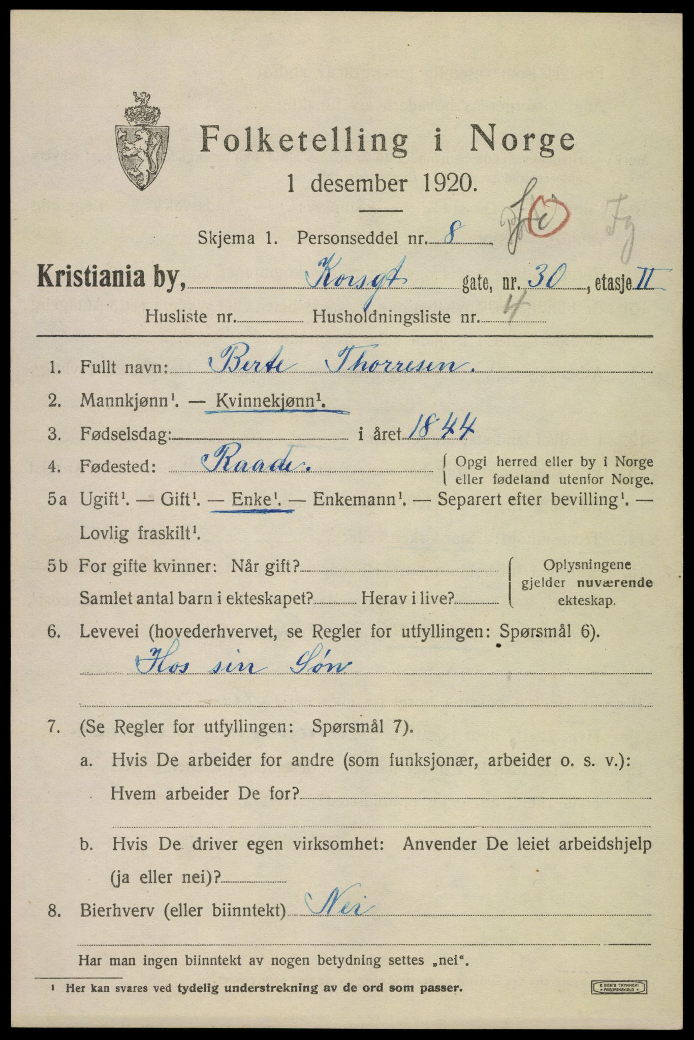 SAO, 1920 census for Kristiania, 1920, p. 350655