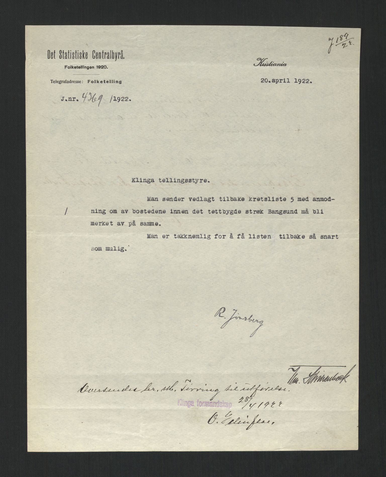 SAT, 1920 census for Klinga, 1920, p. 4