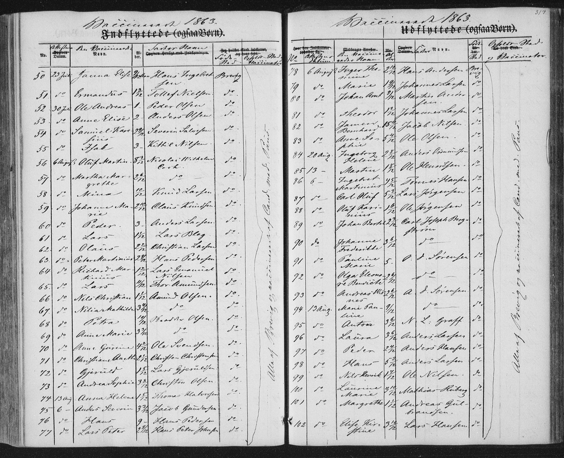 Brevik kirkebøker, SAKO/A-255/F/Fa/L0005: Parish register (official) no. 5, 1847-1865, p. 317