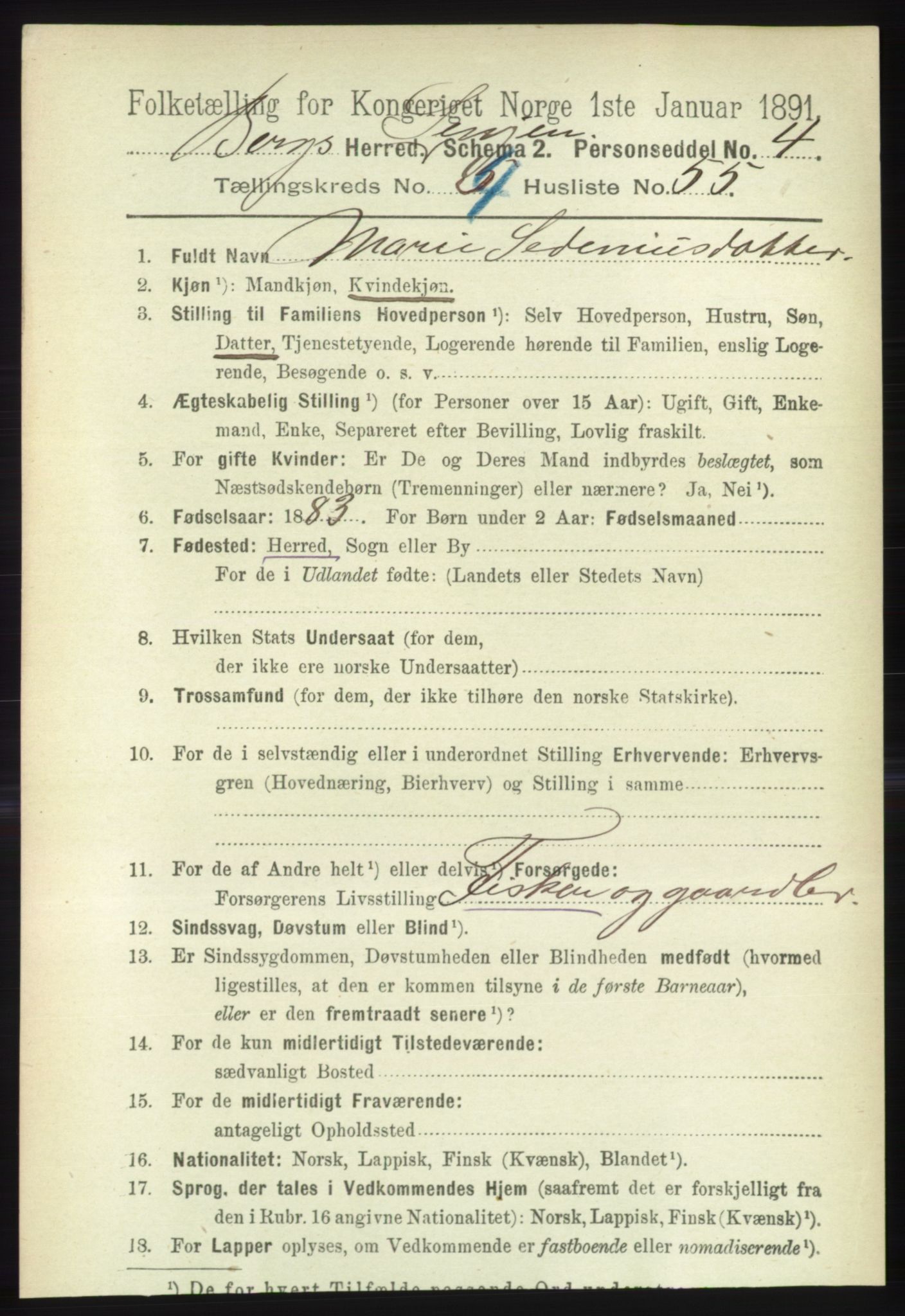 RA, 1891 census for 1929 Berg, 1891, p. 2035