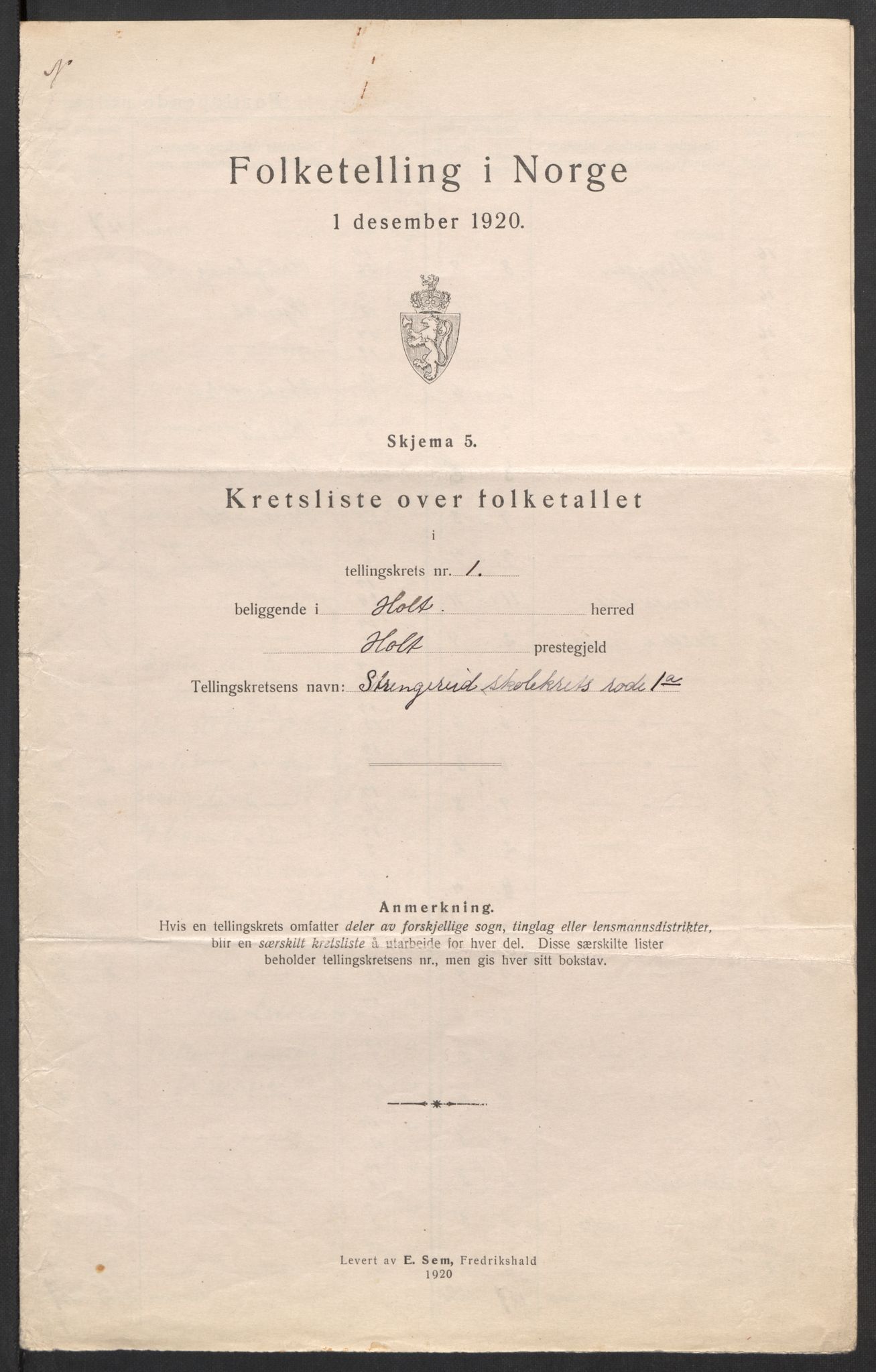 SAK, 1920 census for Holt, 1920, p. 6