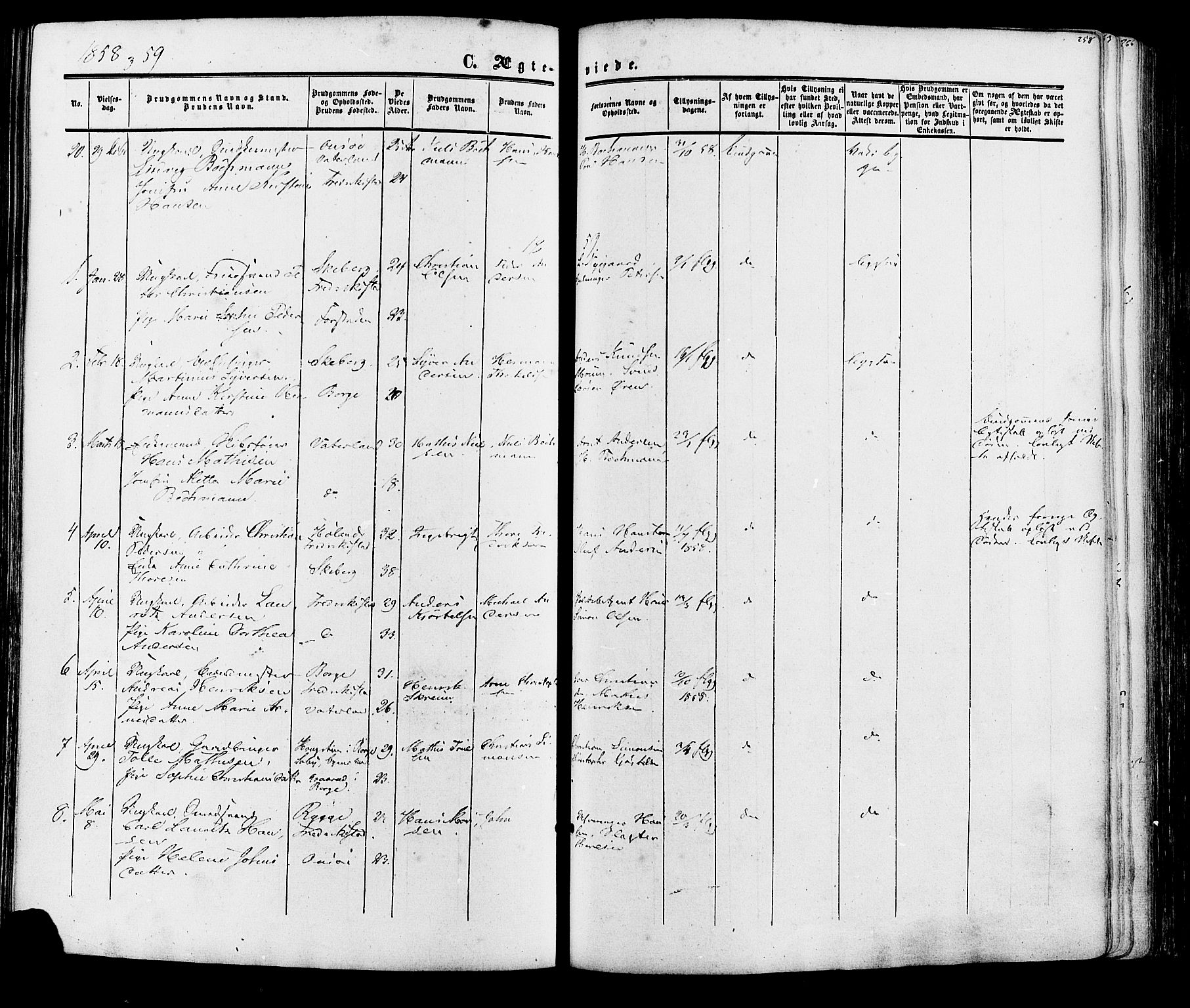 Fredrikstad prestekontor Kirkebøker, AV/SAO-A-11082/F/Fa/L0006: Parish register (official) no. 6, 1857-1878, p. 258