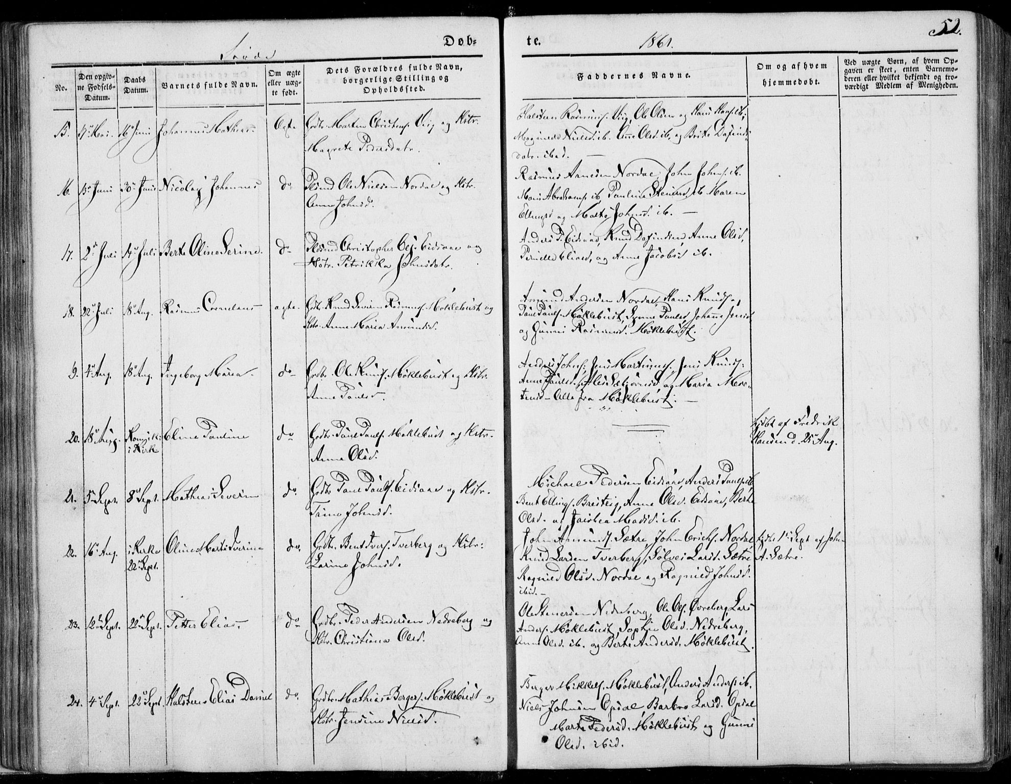 Ministerialprotokoller, klokkerbøker og fødselsregistre - Møre og Romsdal, AV/SAT-A-1454/502/L0023: Parish register (official) no. 502A01, 1844-1873, p. 52