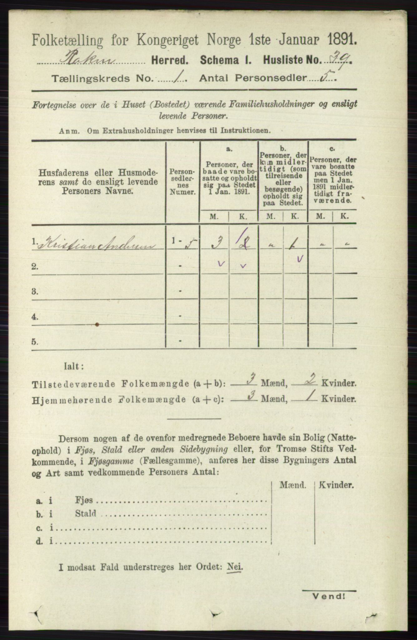 RA, 1891 census for 0627 Røyken, 1891, p. 62