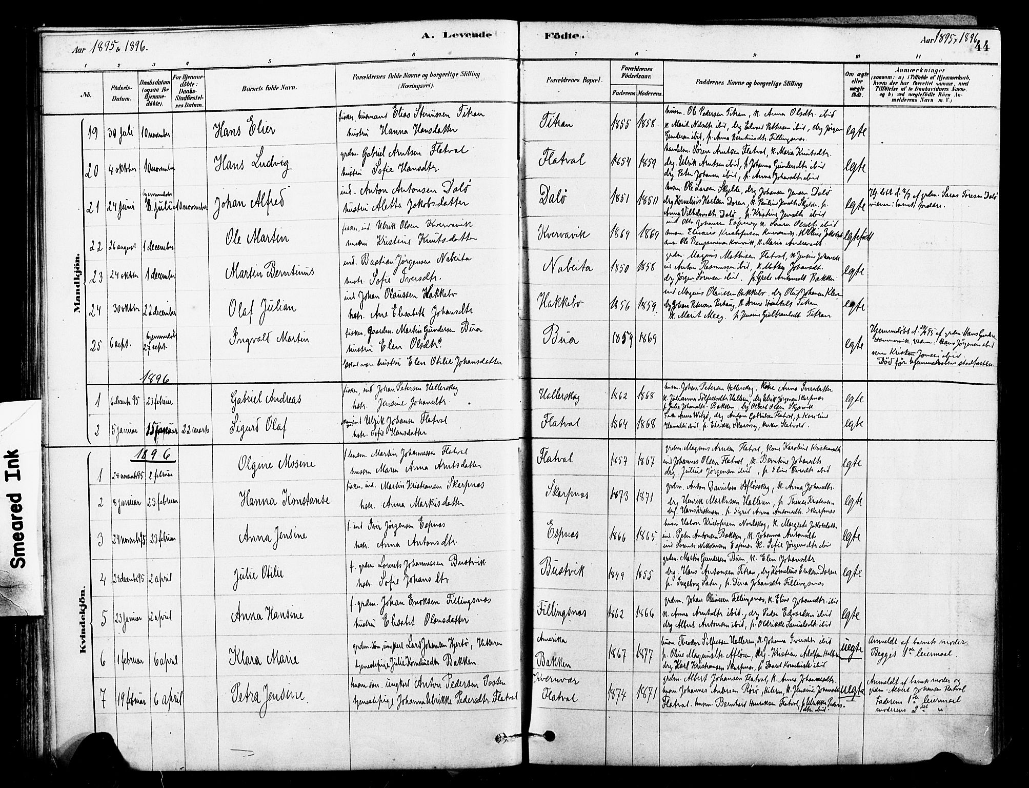 Ministerialprotokoller, klokkerbøker og fødselsregistre - Sør-Trøndelag, AV/SAT-A-1456/641/L0595: Parish register (official) no. 641A01, 1882-1897, p. 44