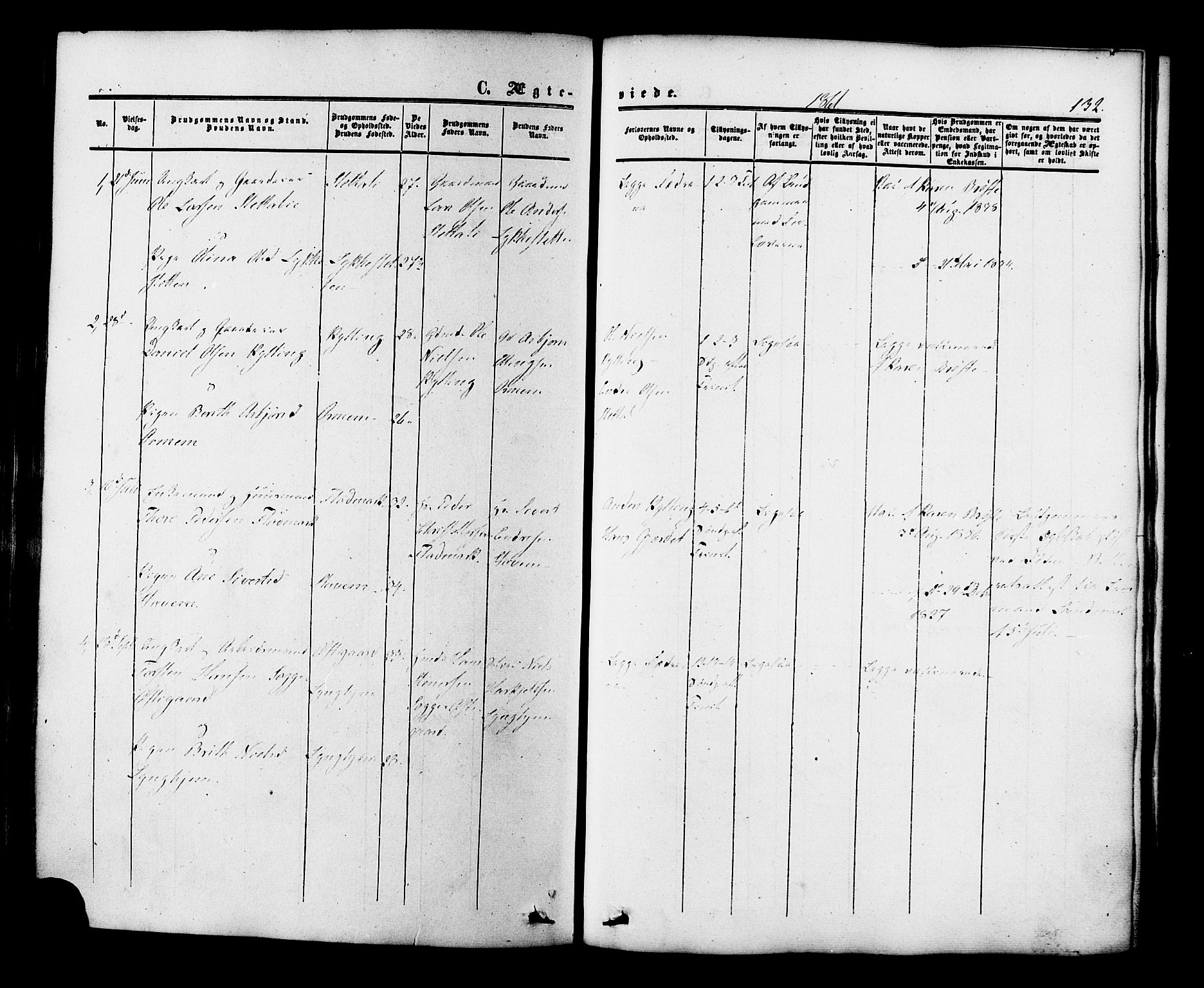 Ministerialprotokoller, klokkerbøker og fødselsregistre - Møre og Romsdal, AV/SAT-A-1454/546/L0594: Parish register (official) no. 546A02, 1854-1882, p. 132