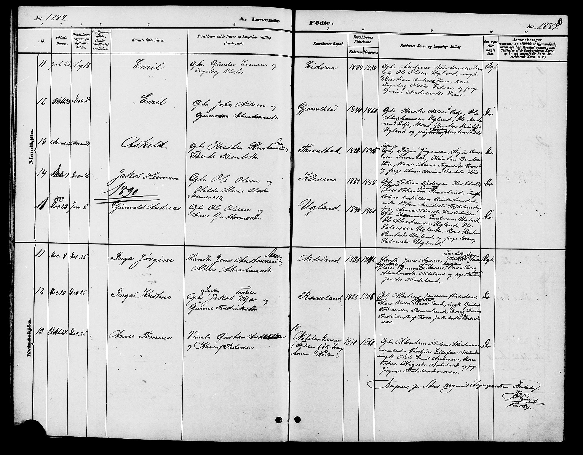 Søgne sokneprestkontor, AV/SAK-1111-0037/F/Fb/Fba/L0004: Parish register (copy) no. B 4, 1888-1903, p. 6