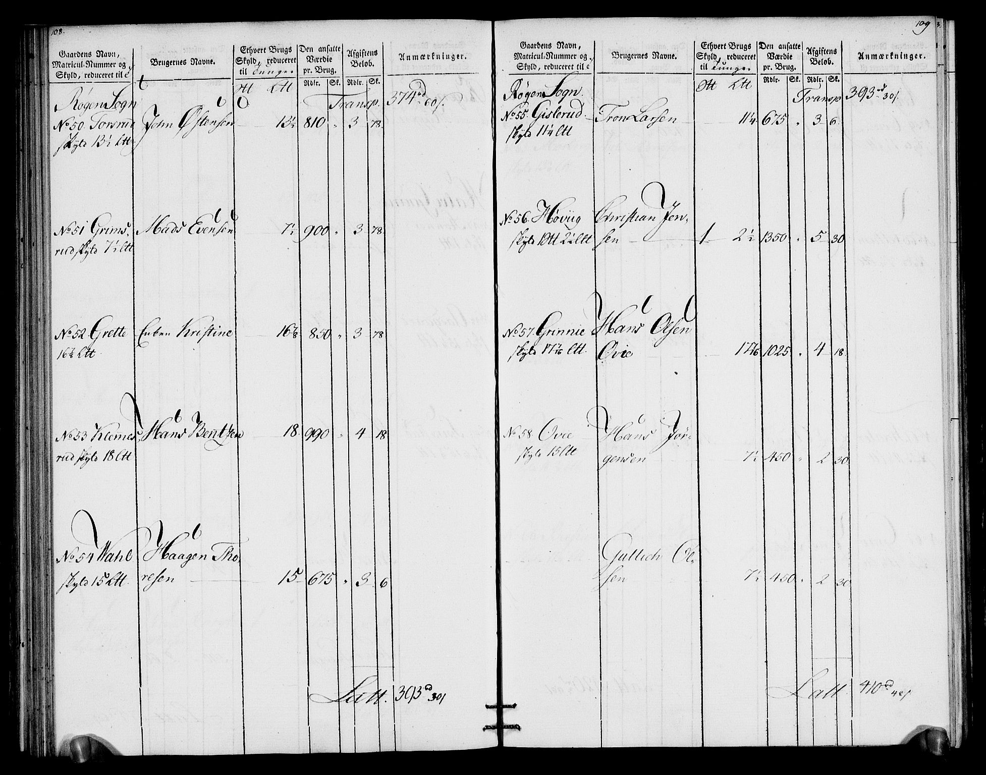 Rentekammeret inntil 1814, Realistisk ordnet avdeling, RA/EA-4070/N/Ne/Nea/L0066: Buskerud fogderi. Oppebørselsregister for Lier, Røyken og Hurum prestegjeld, 1803-1804, p. 58